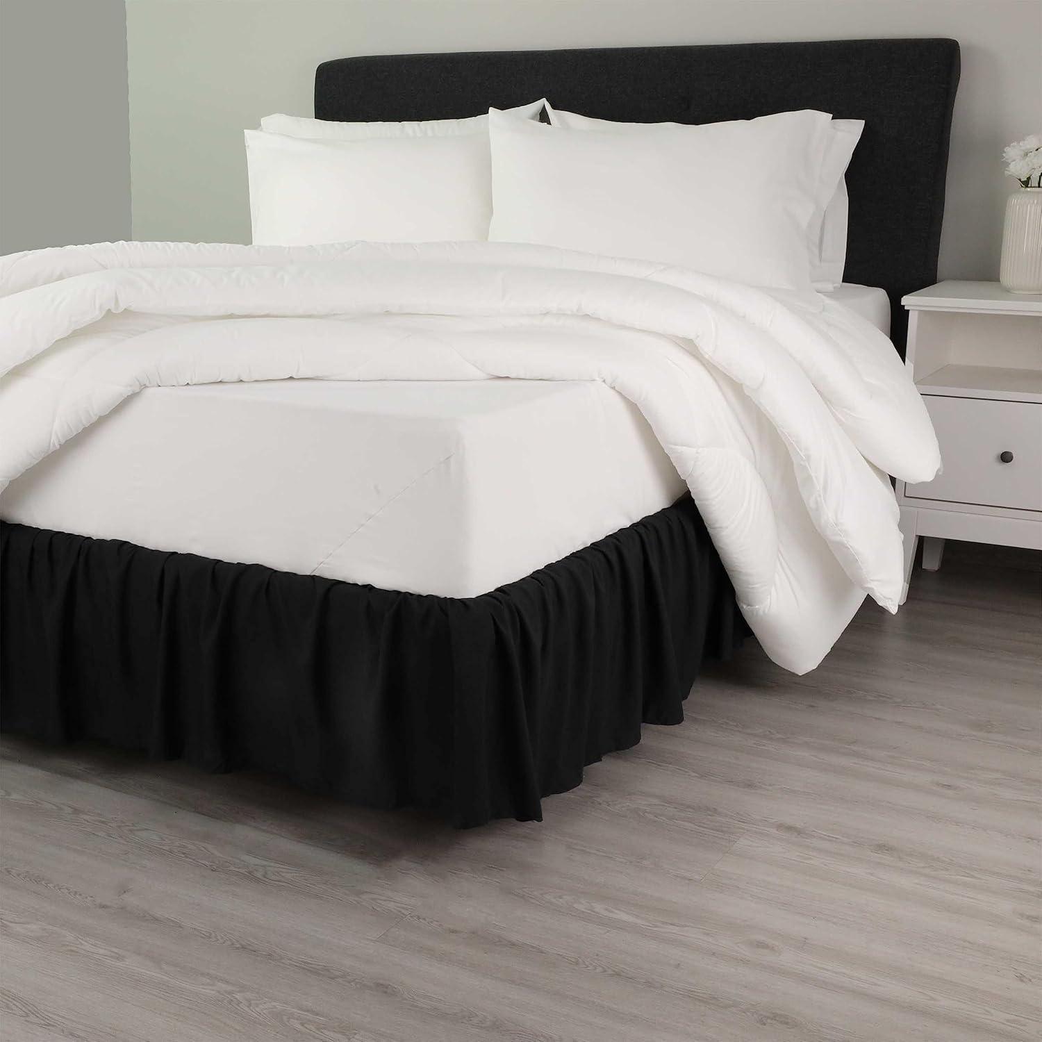 Martex Ruffled Bed Skirt Easy Fit Lightweight 100% Microfiber Dust Ruffle Hotel Quality With 16 inch Tailored Drop