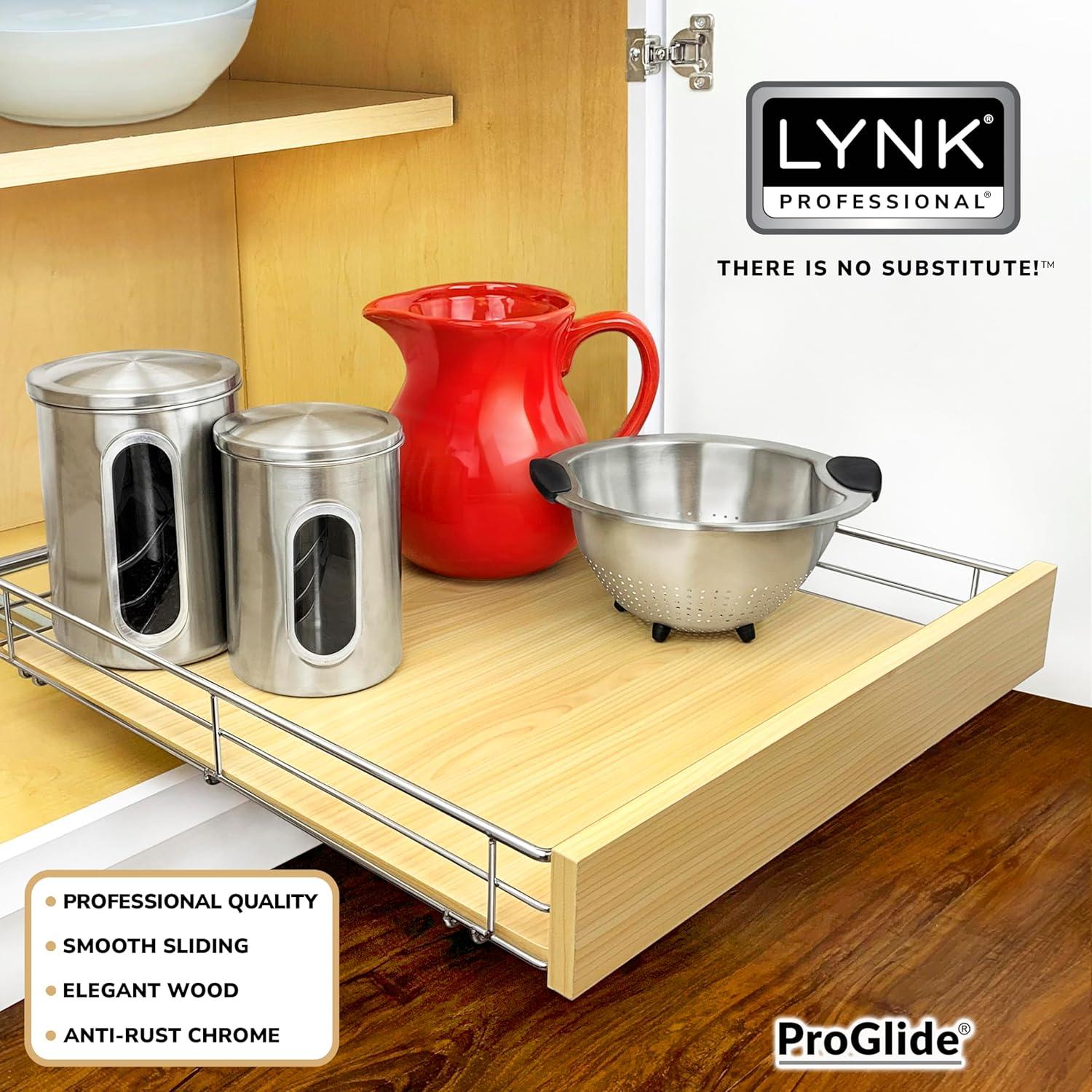 LYNK PROFESSIONAL® Select Pull Out Cabinet Organizer for Kitchen Cabinets, Wood and Chrome