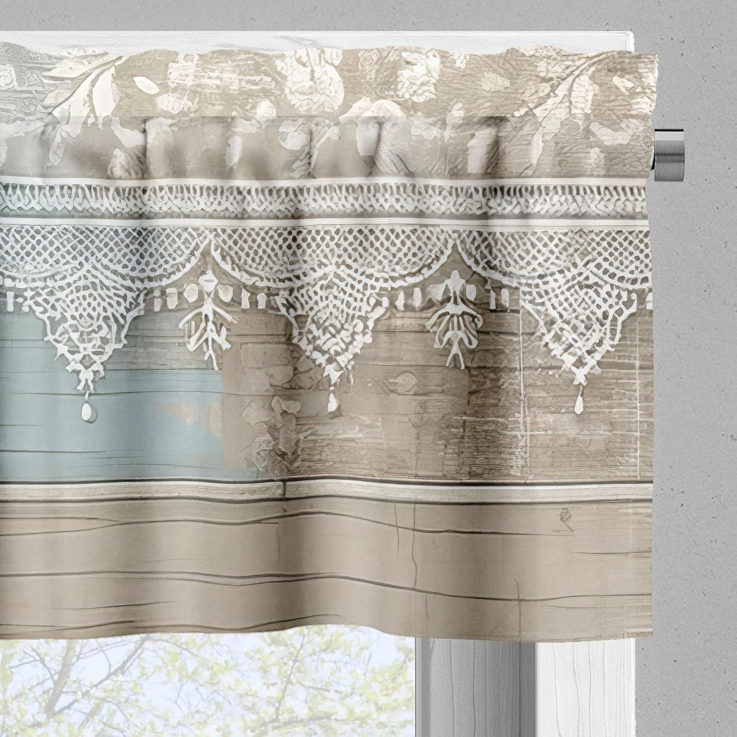 Floral Tailored 55'' W Kitchen Curtain