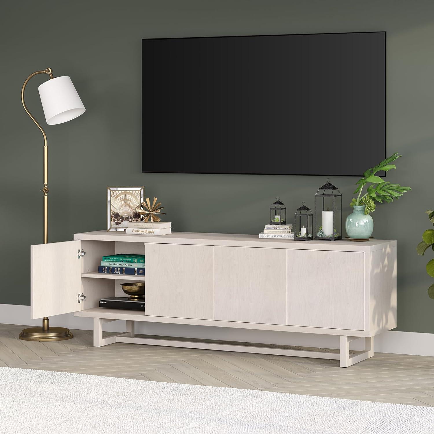 Evelyn&Zoe Cutler Rectangular TV Stand for TV's up to 75", Alder White