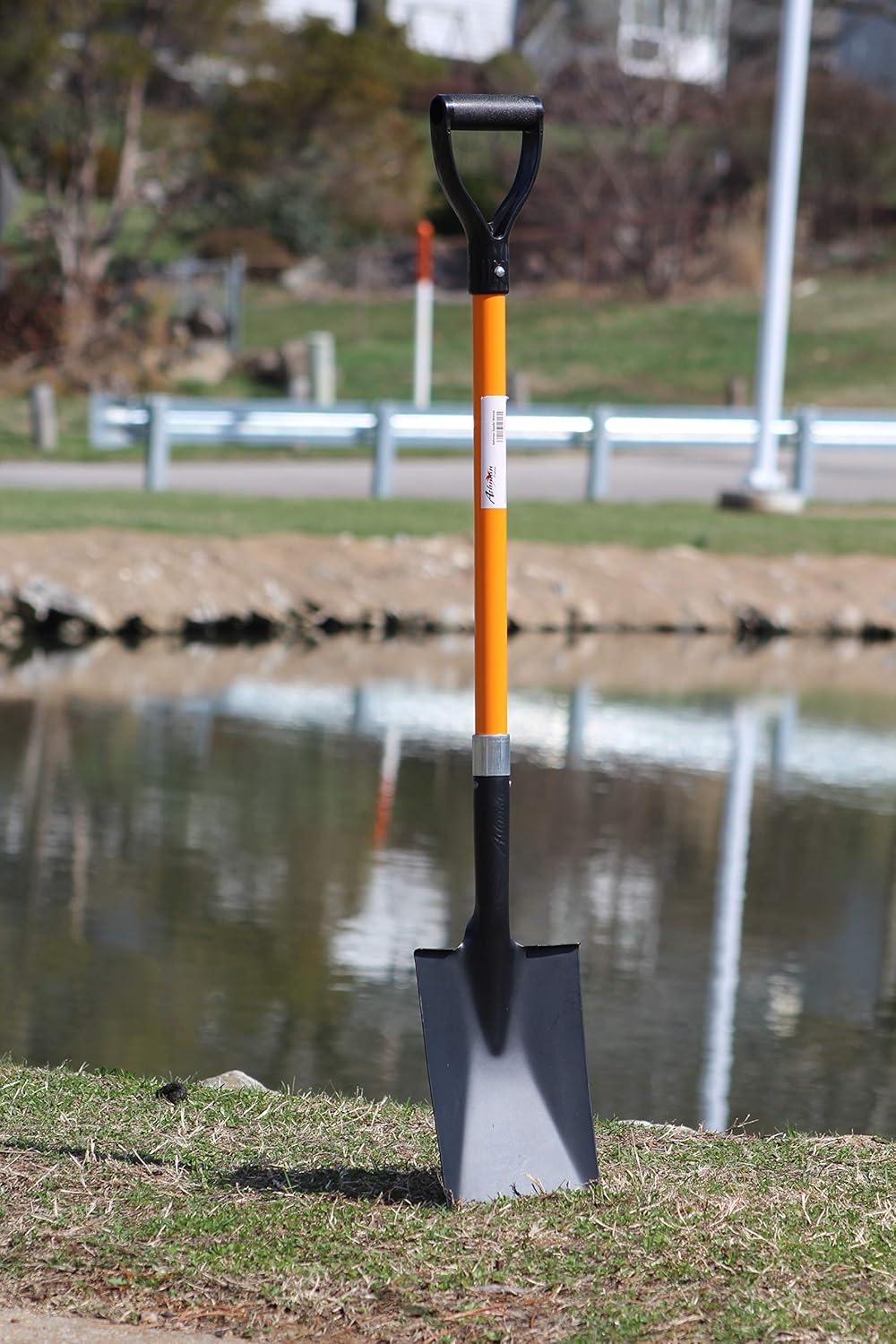 Ashman Online Heavy Duty Spade Shovel - 41 inches Long Orange Metal Shovel With D Grip Handle (1 Pack)