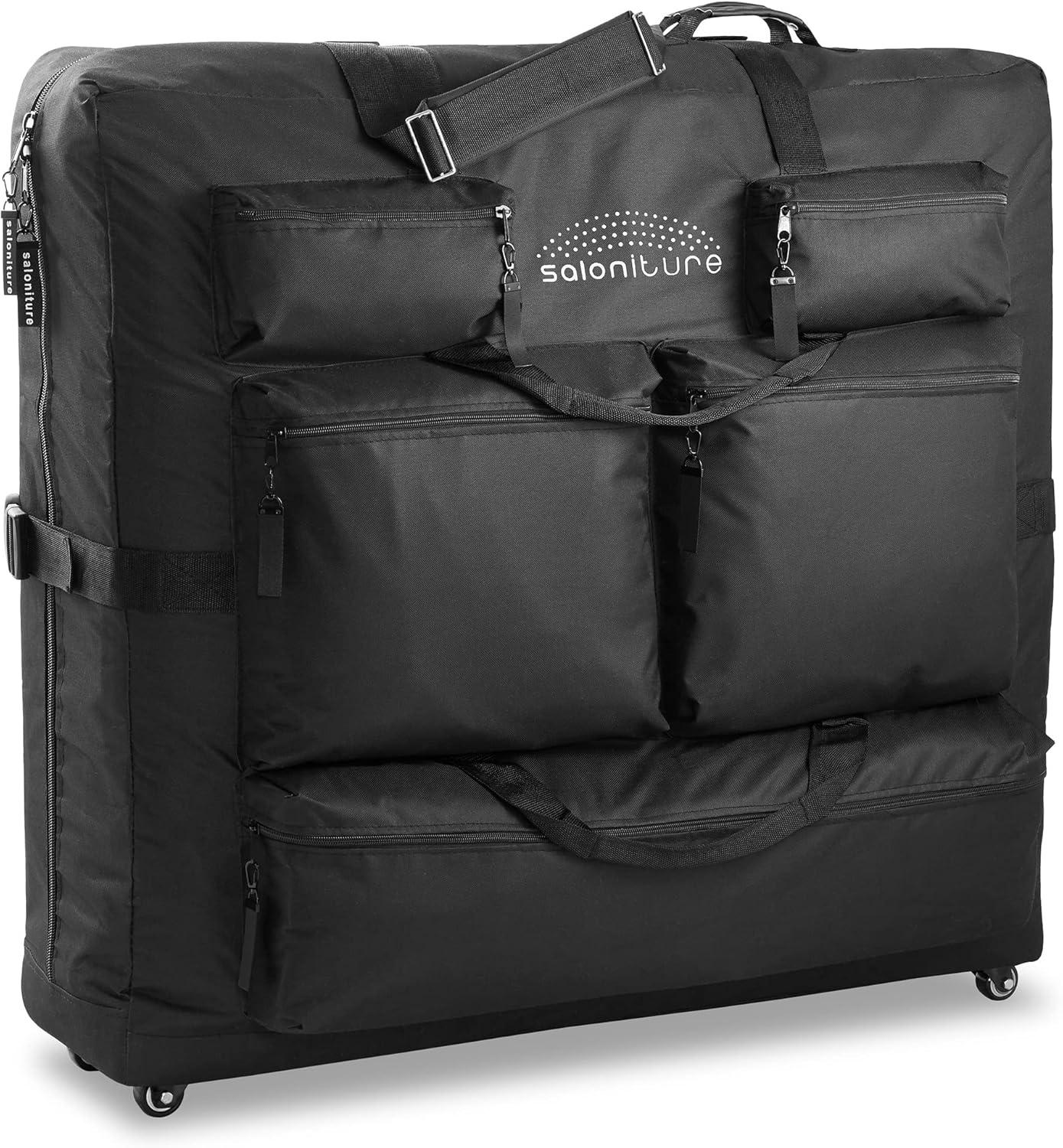 Saloniture Professional Universal Carry Case for Massage Table with Wheels - Black