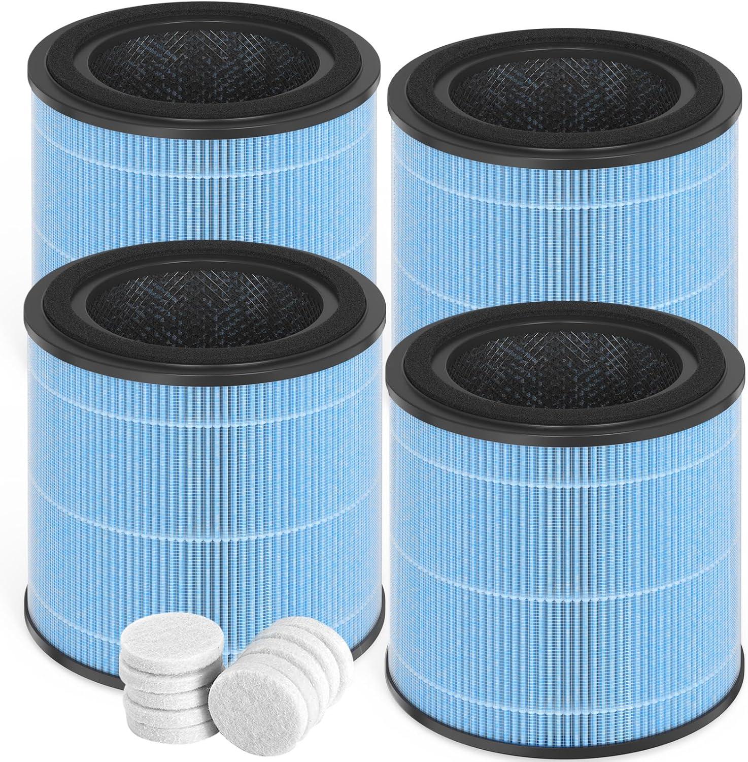 High-Efficiency Blue Air Purifier Replacement Filters, 4-Pack