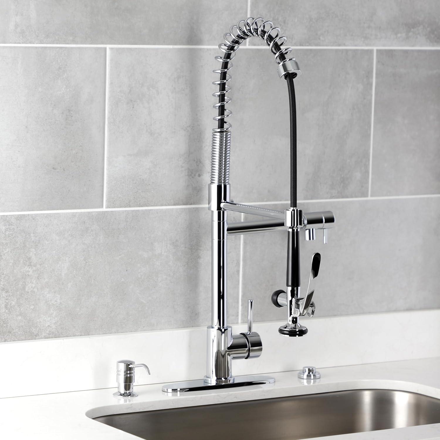 Polished Chrome Single Handle Pre-Rinse Kitchen Faucet