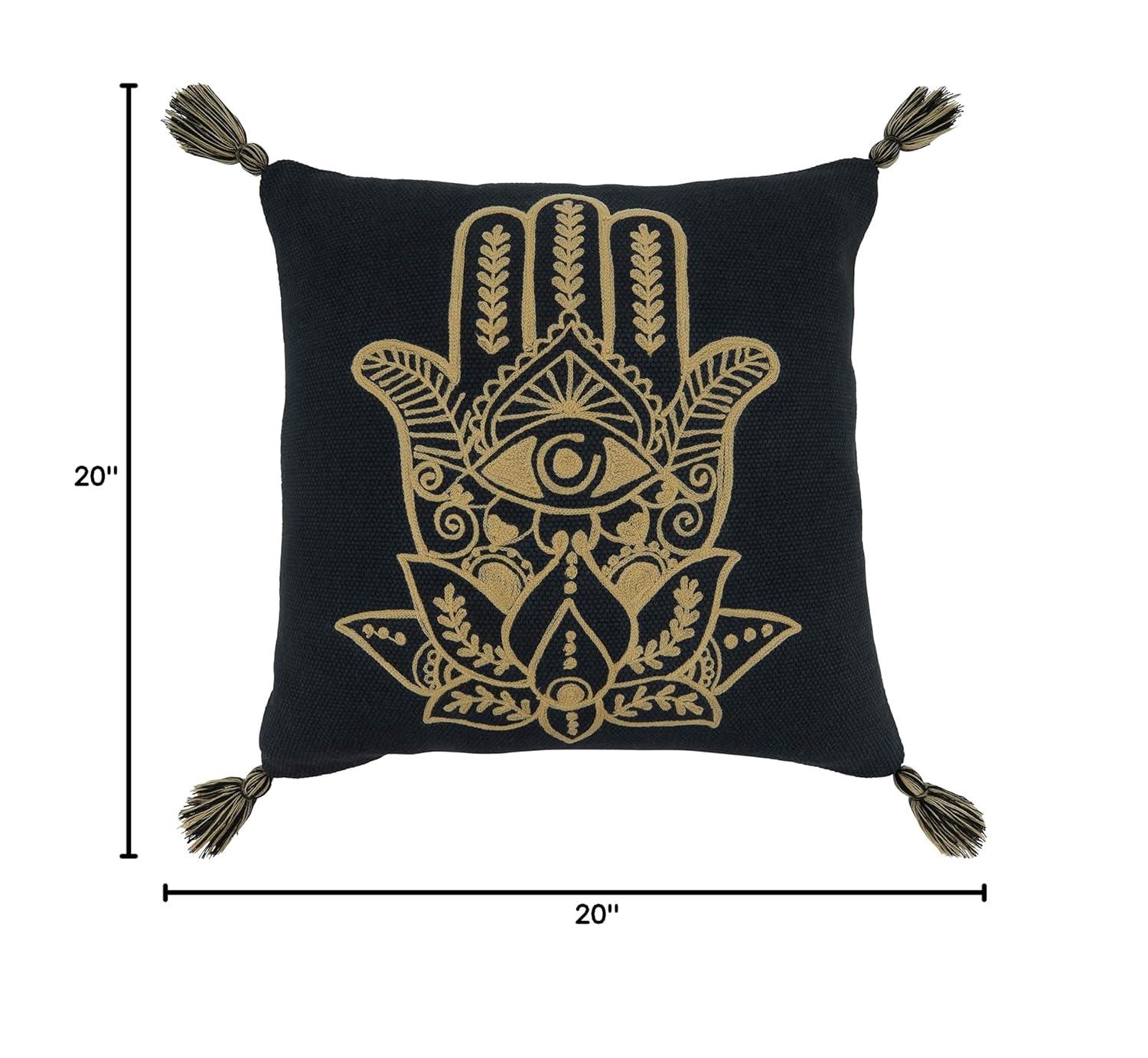 Saro Dinah Collection Embroidered Cotton Throw Pillow