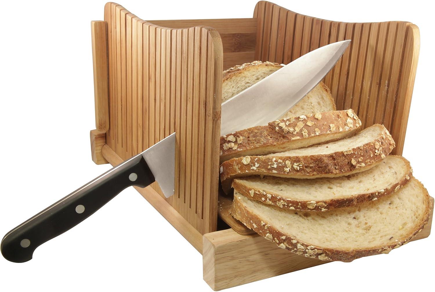 DBTech Bamboo Bread Slicer for Homemade Bread, Cutter Guide Board