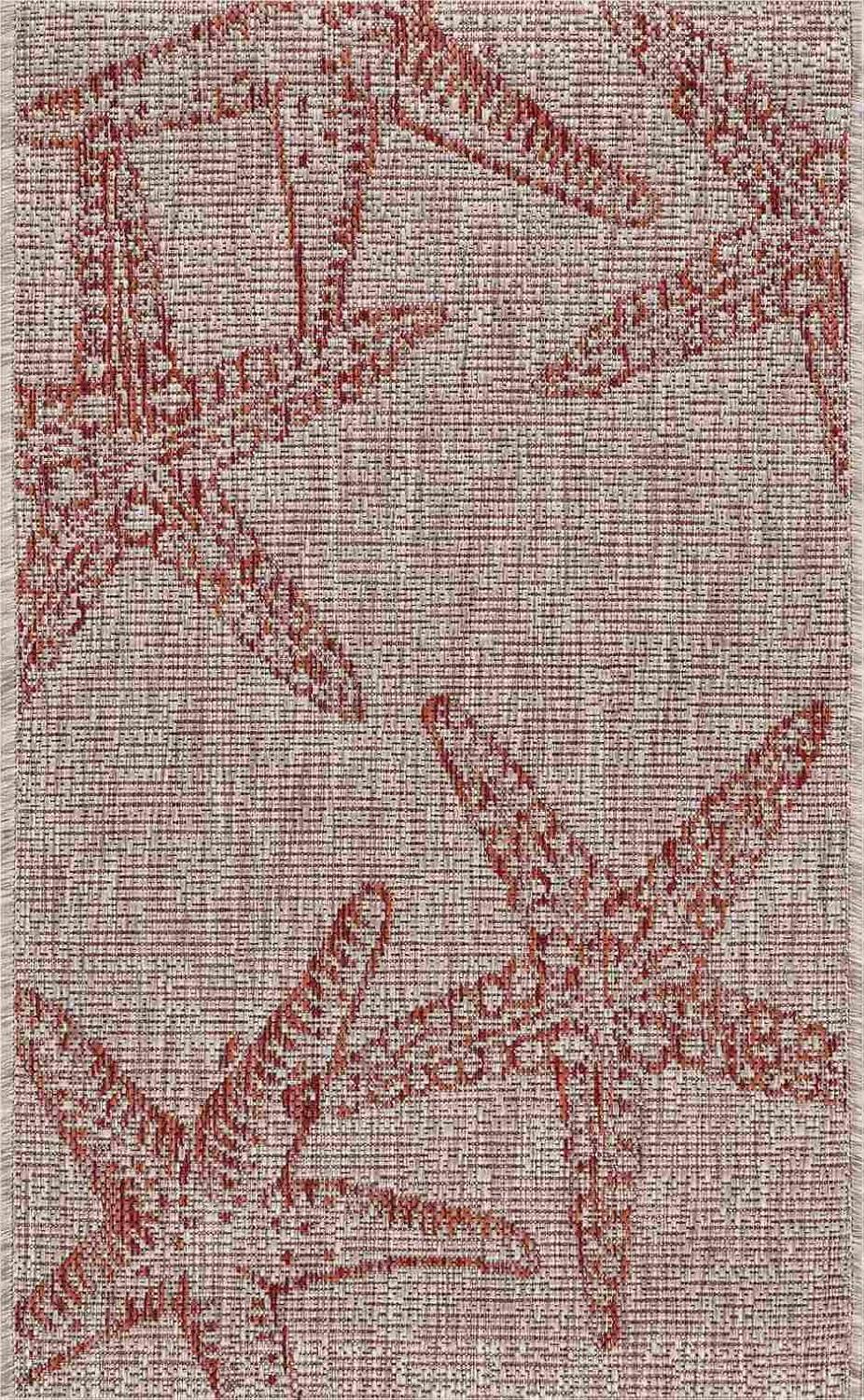 Ox Bay Carmindy Star Fish Indoor/Outdoor Area Rug, Coral / Beige, 7' 9" x 9' 5"