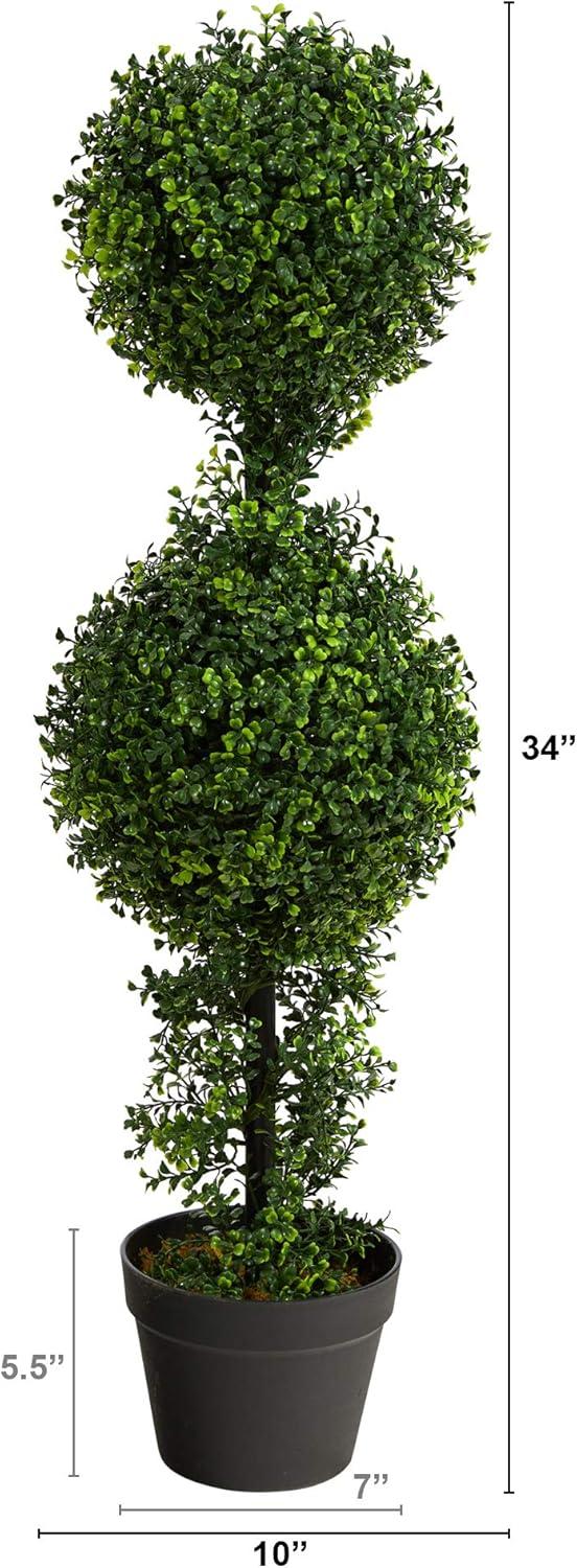 Nearly Natural T2022 34” Boxwood Double Ball Topiary Artificial Tree (Indoor/Outdoor)