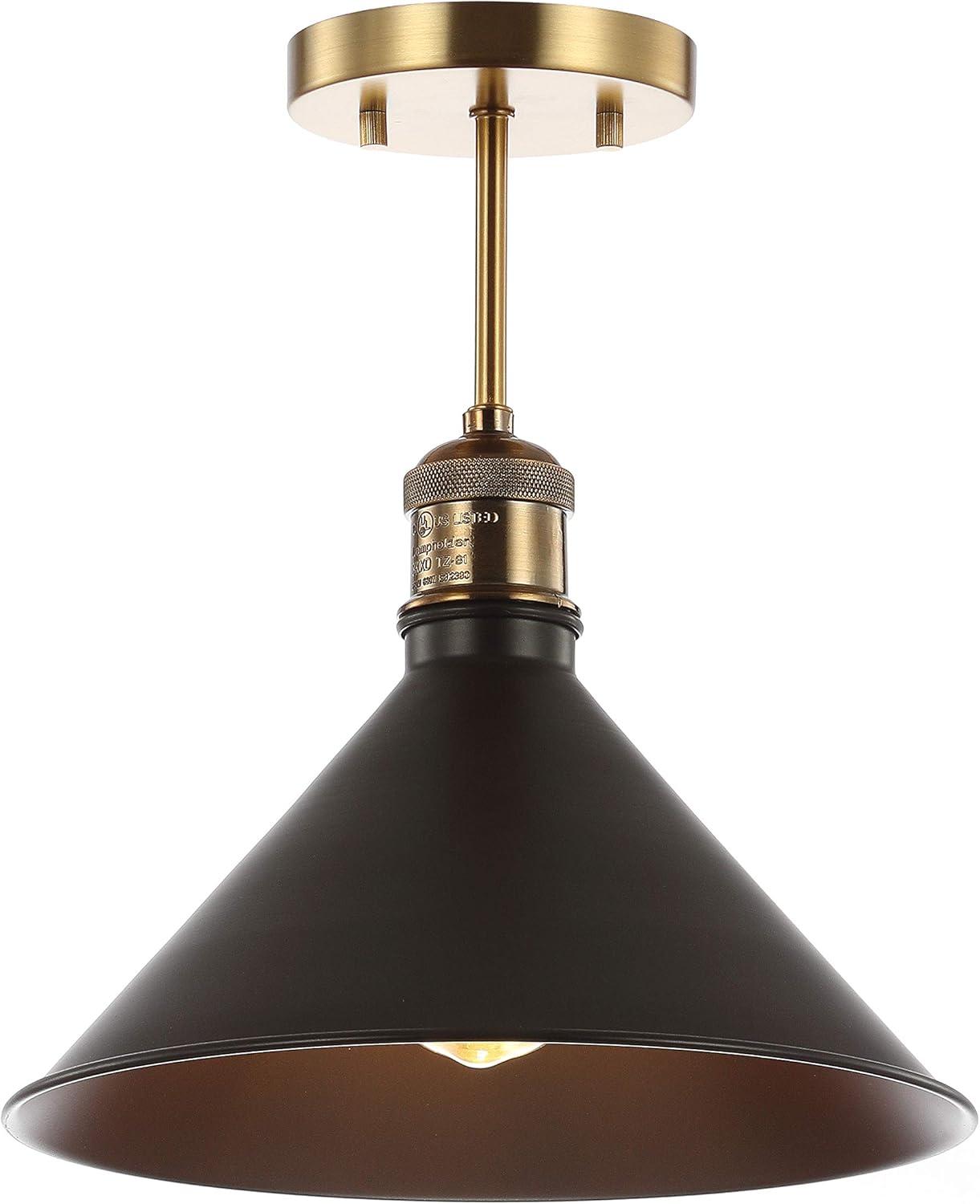 Nick 11" Metal LED Semi-Flush Mount, Oil Rubbed Bronze/Brass Gold