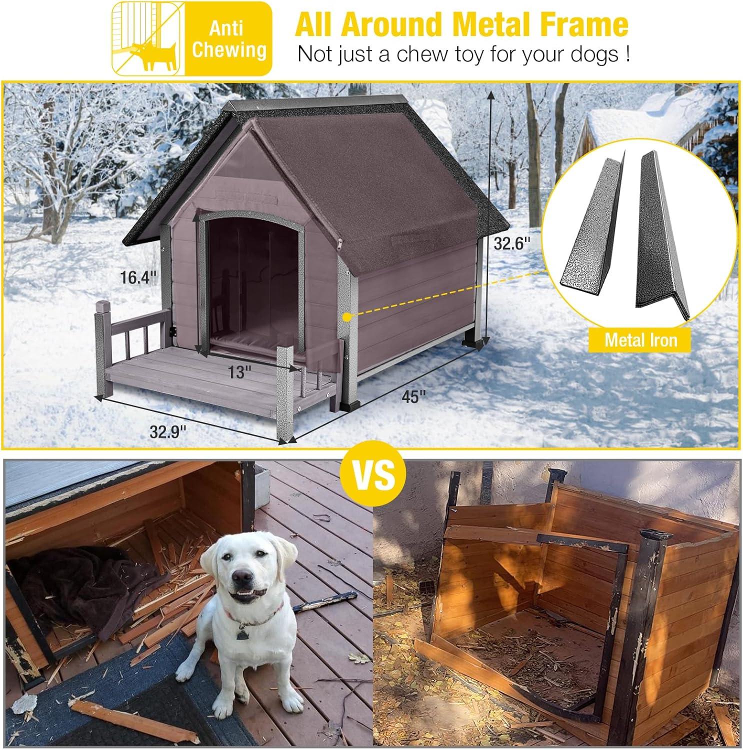 Aivituvin-AIR81-IN Medium Insulated Dog House Gray 32.9"(L) x 45" (W) x 32.6"(H)