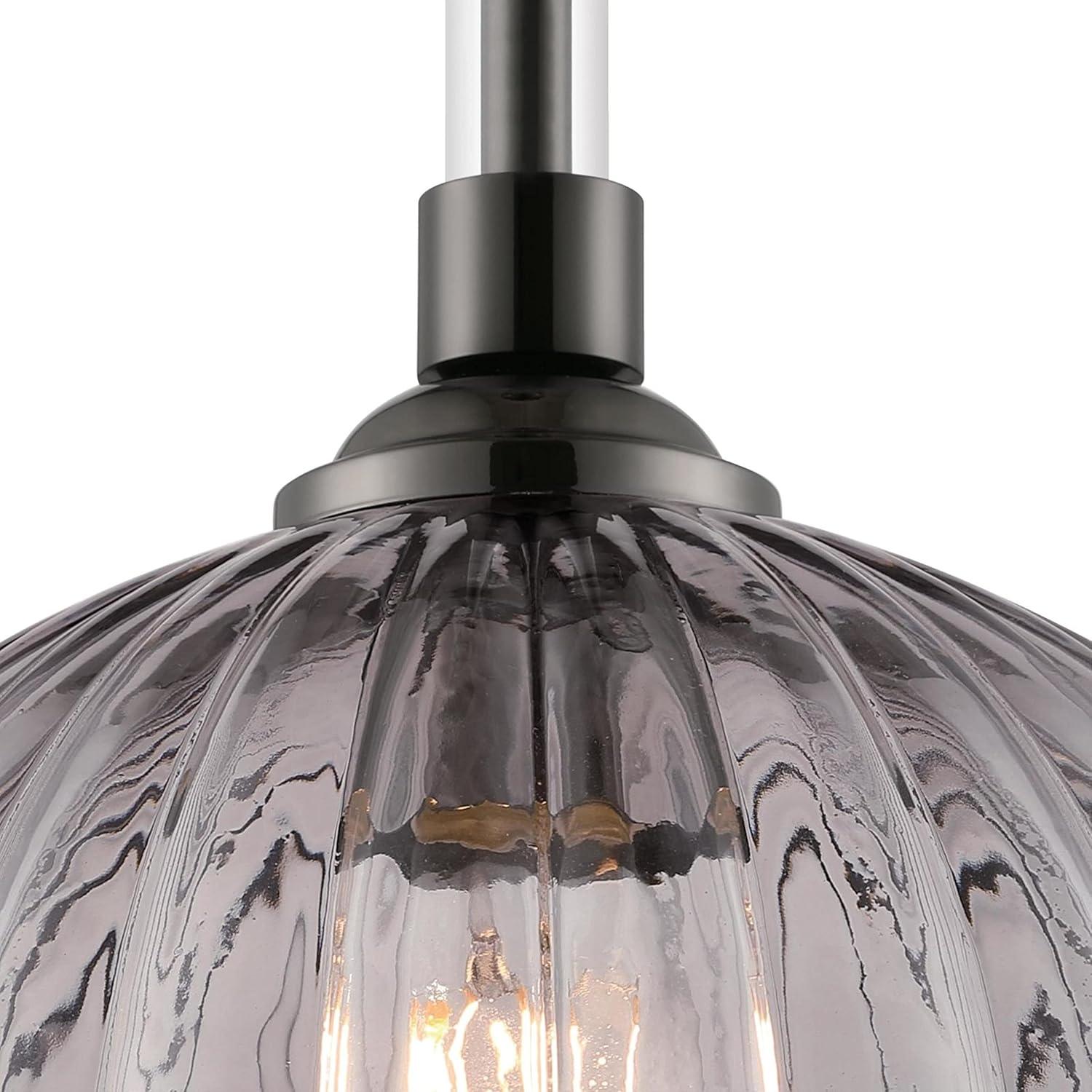 Westinghouse Lighting 6130300 Camrose One Light Indoor Pendant, Gun Metal & Smoke Grey Ribbed Glass