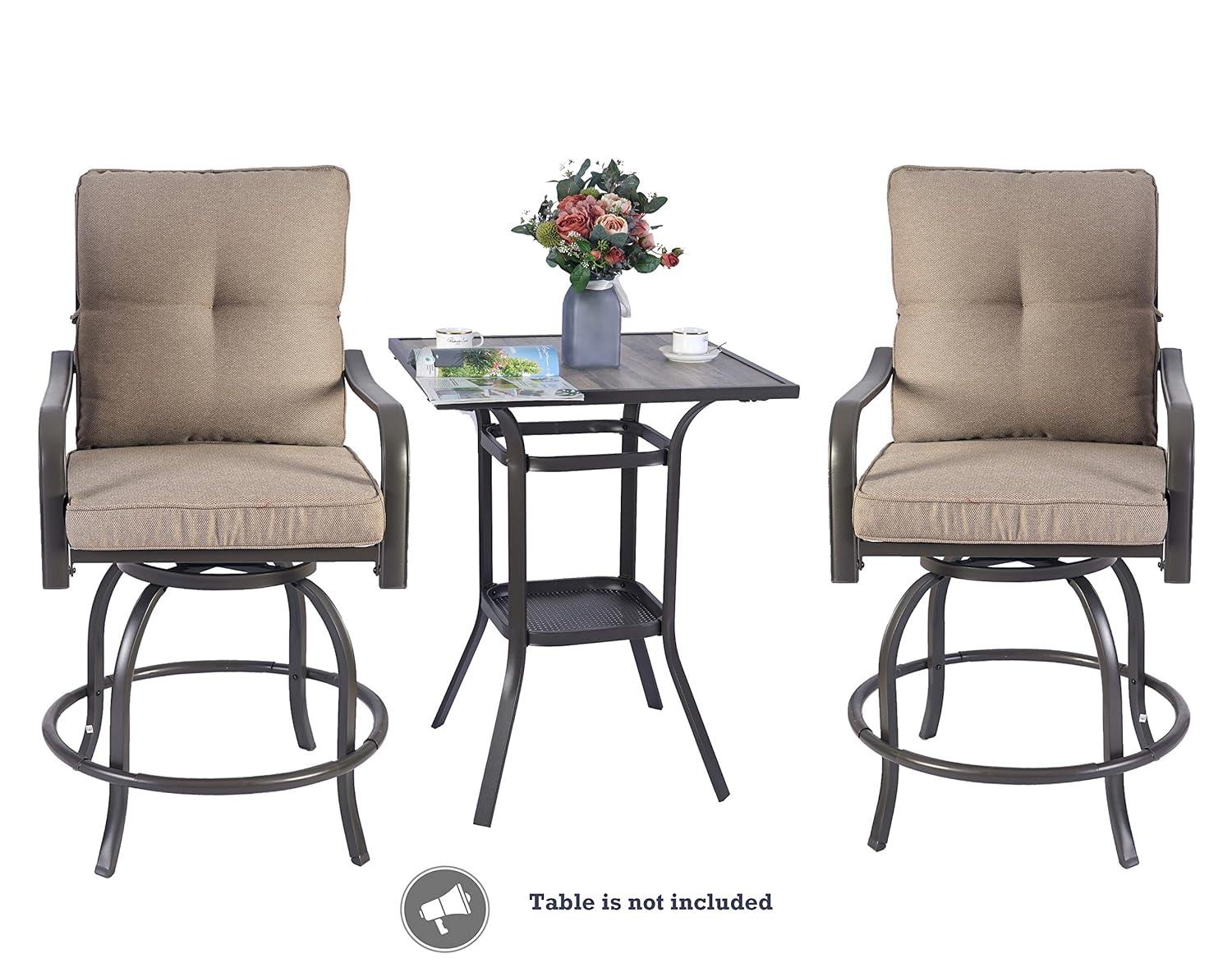 Beige Cushioned Swivel Counter Height Dining Chairs, Set of 2