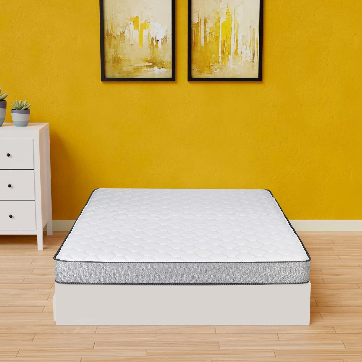 Twin Medium Firm High Density Foam Mattress in White and Gray