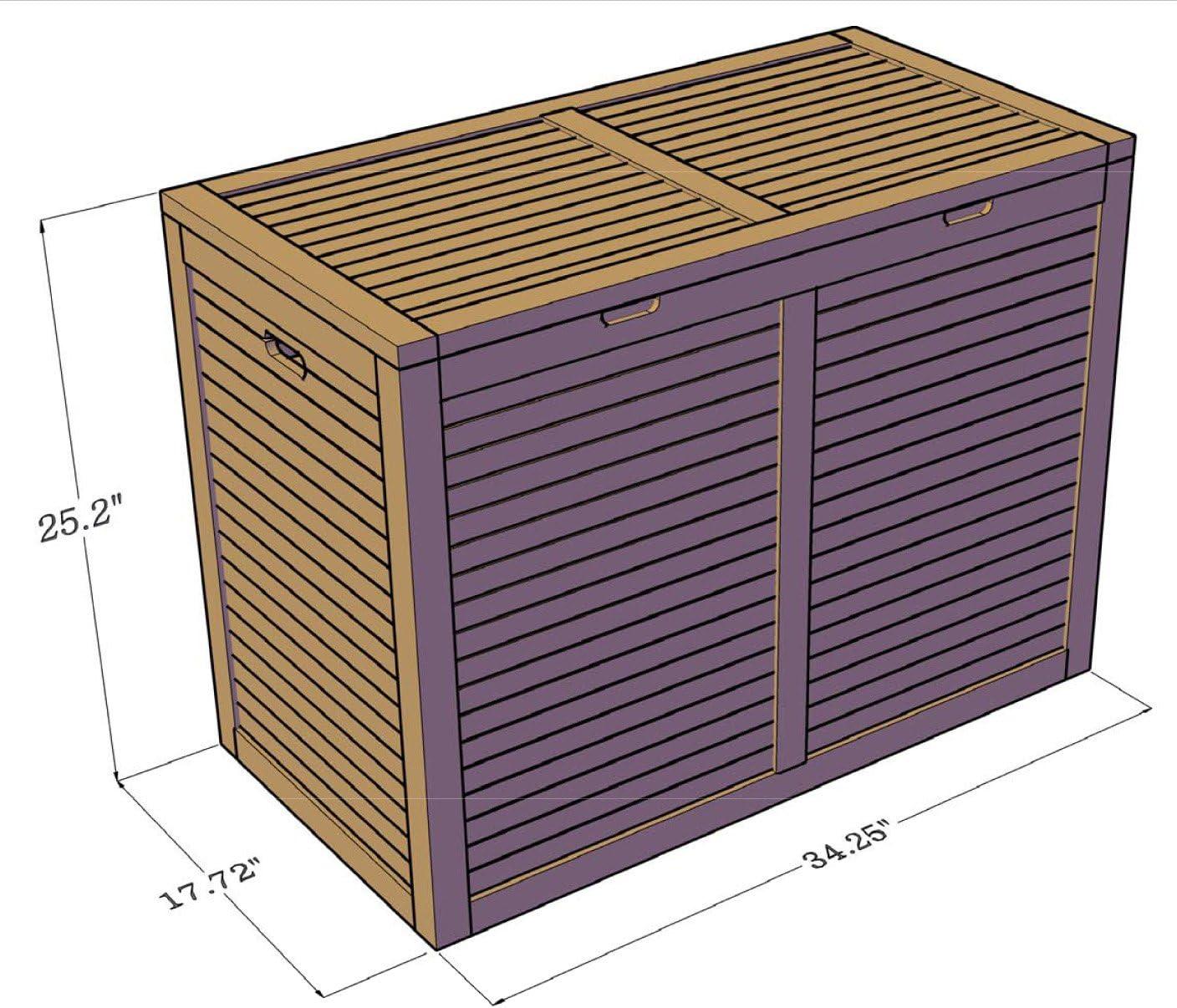 Teak Double Laundry Hamper with Pneumatic Lid and Removable Bags