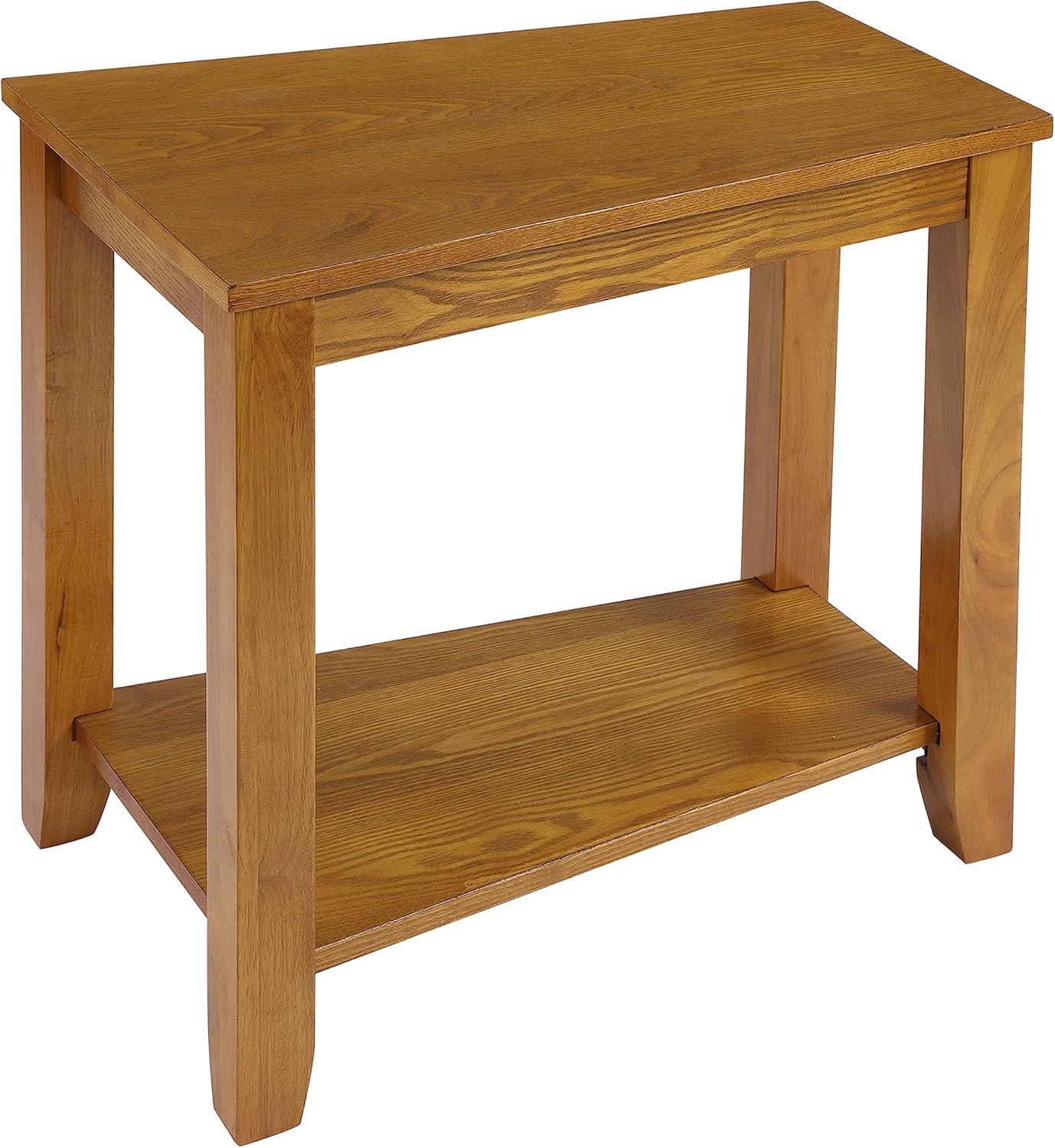 Homelegance Elwell Wood Modern Living Room Wedged Chairside Side Table, Oak