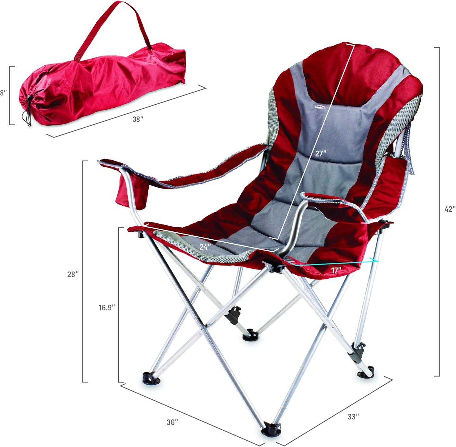 Picnic Time 803-00-100-000-0 Reclining Camp Chair - Red