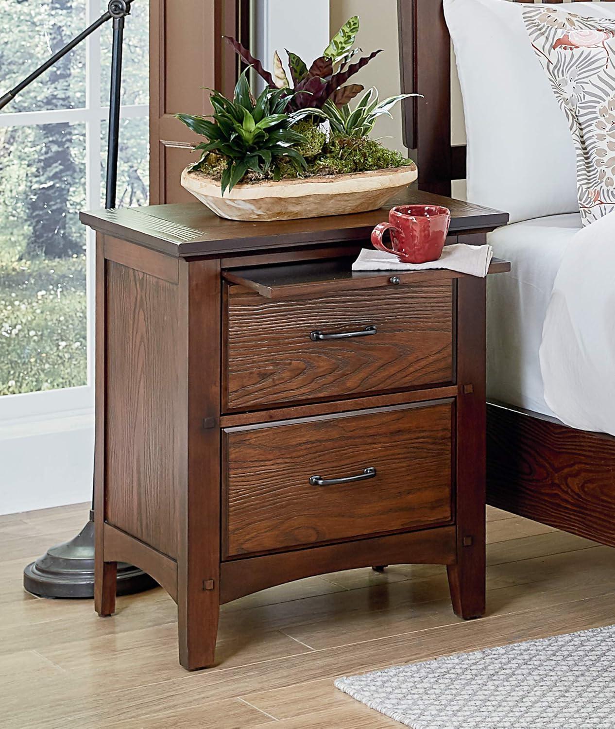 OSP Home Furnishings Modern Mission Bench for Vanity in Vintage Oak K/D