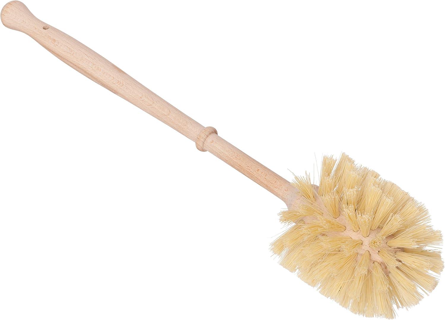 Oiled Beechwood Toilet Brush Stand with Tampico Fiber Brush