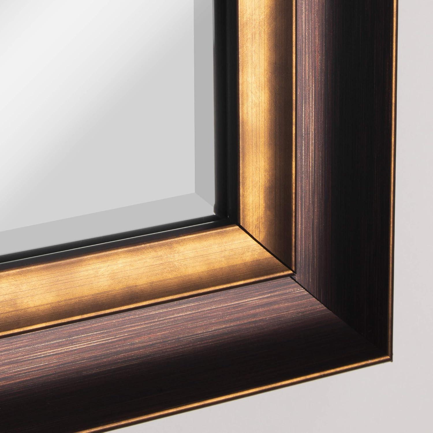 Head West Bronze & Copper Oil-Rubbed Framed Rectangle Wall Mirror with 4 D-Ring Hangers - 28" x 40"