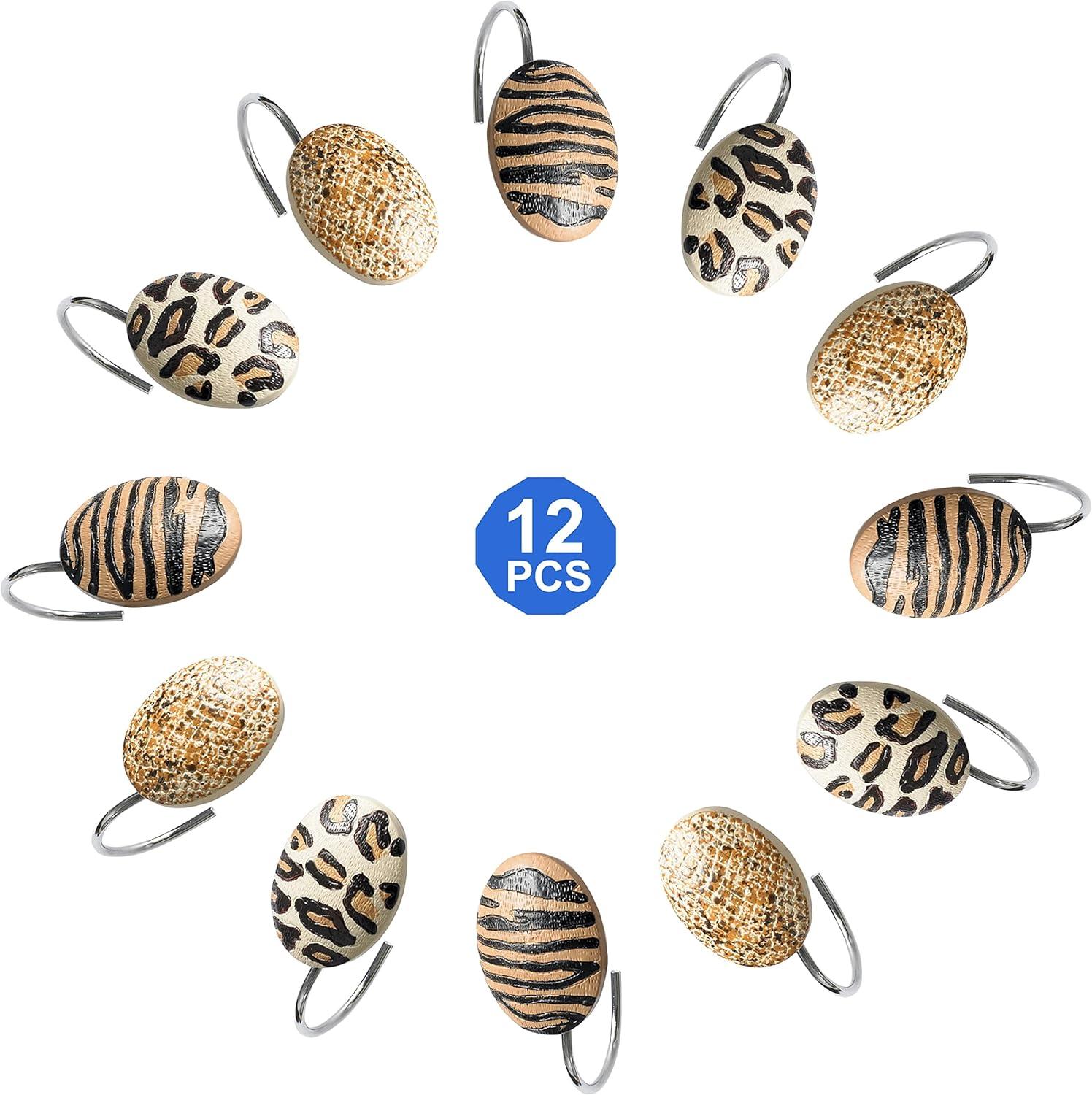 Multi Animal Print Resin Shower Curtain Hooks