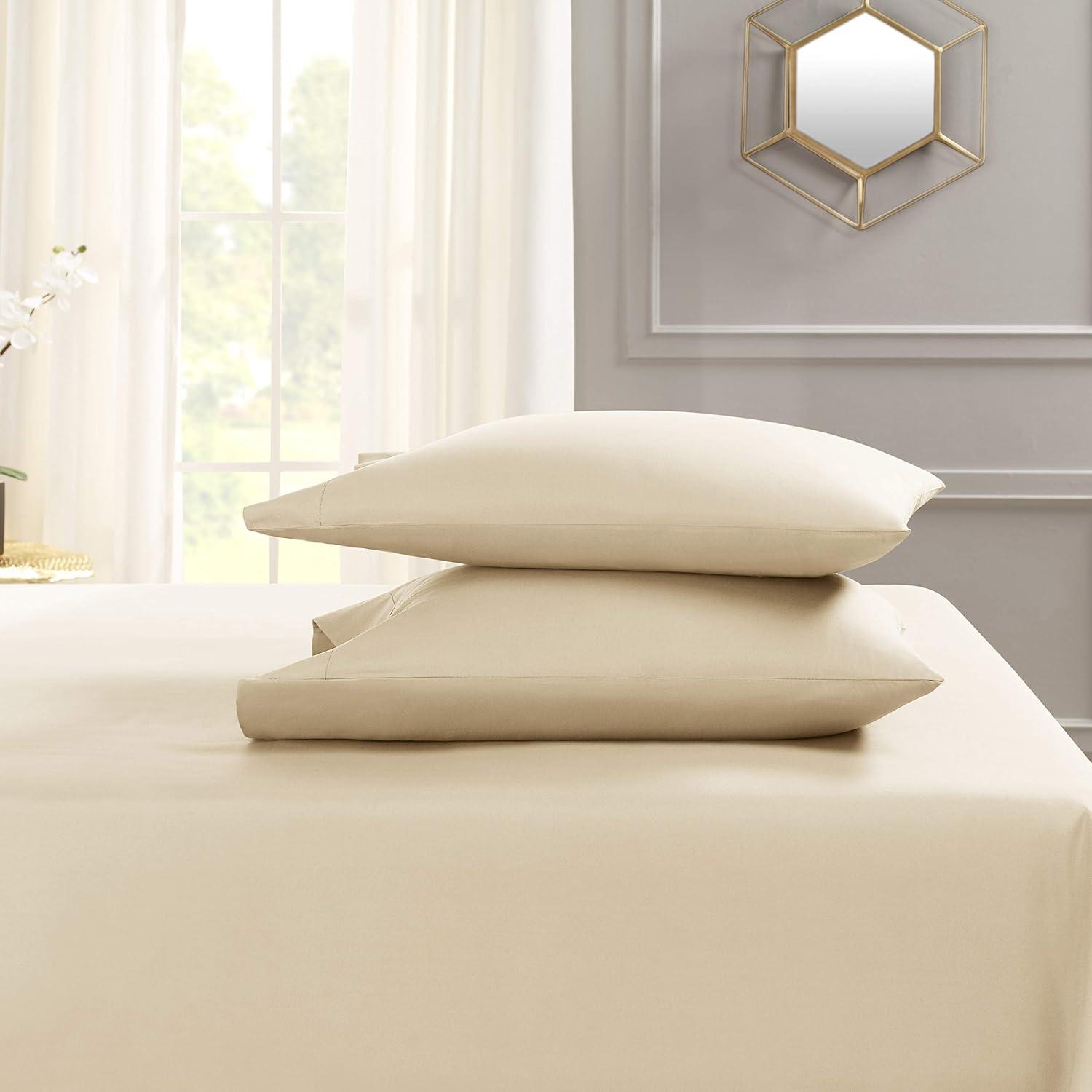 Empyrean King Sheet Set (4 PC), 16” Deep Pocket King Size Sheet Set, King, Cream