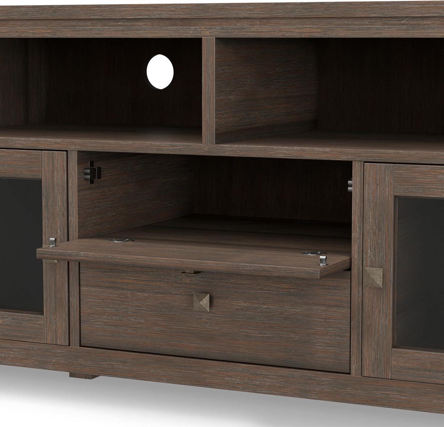 Simpli Home Cosmopolitan SOLID WOOD 72 inch Wide TV Media Stand For TVs up to 80 inches