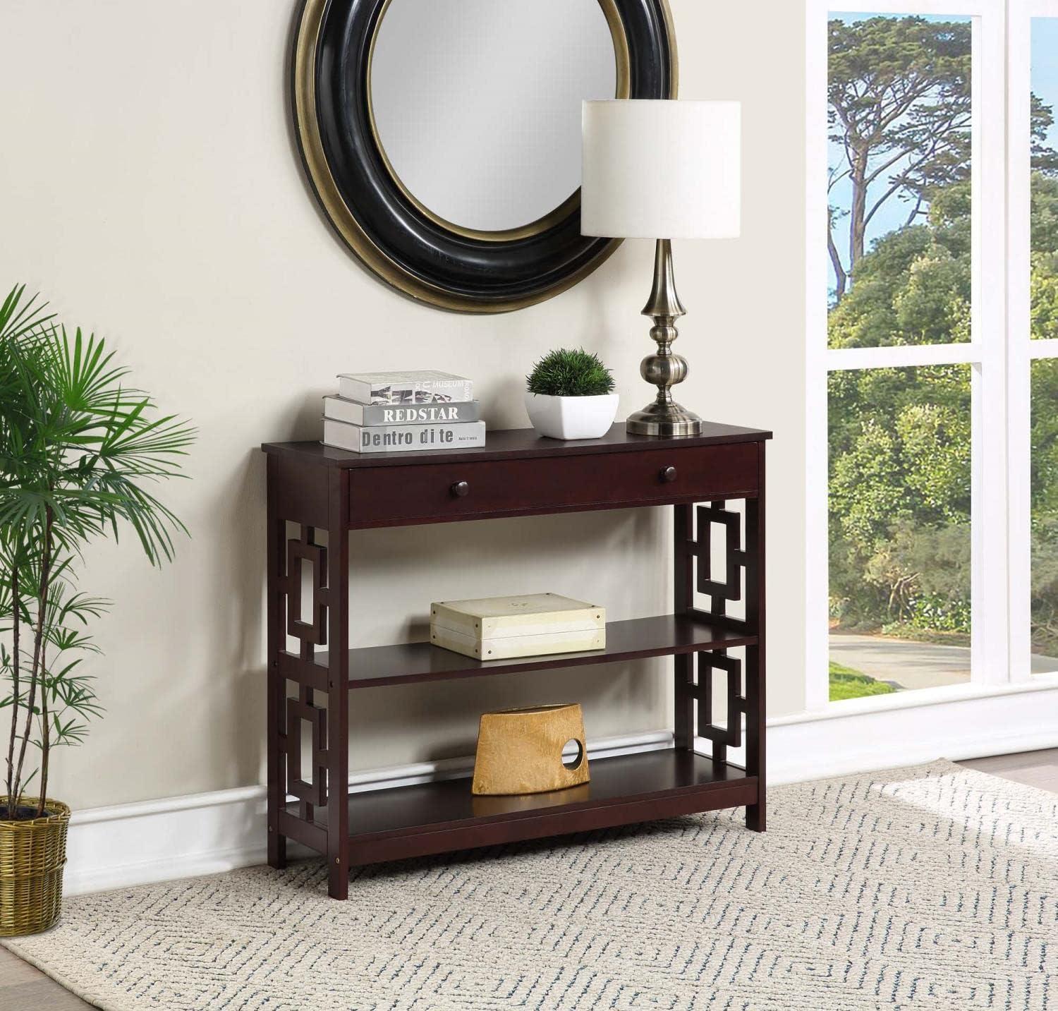 Convenience Concepts Town Square Contemporary Console Table with Drawer, Espresso