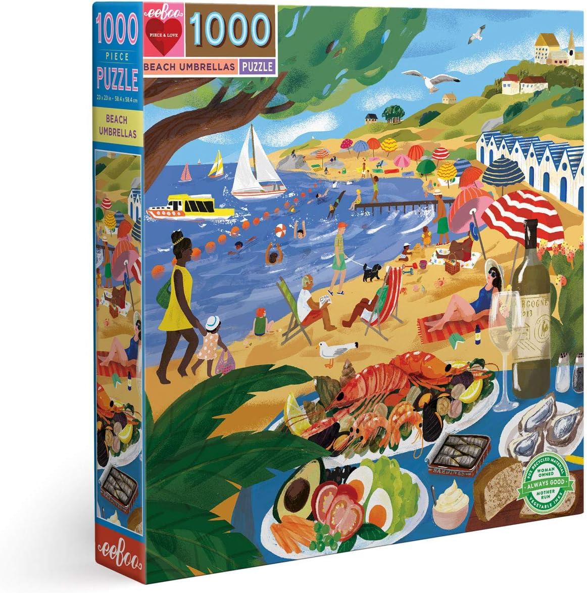 eeBoo Piece and Love Beach Umbrellas 1000 piece Jigsaw Puzzle