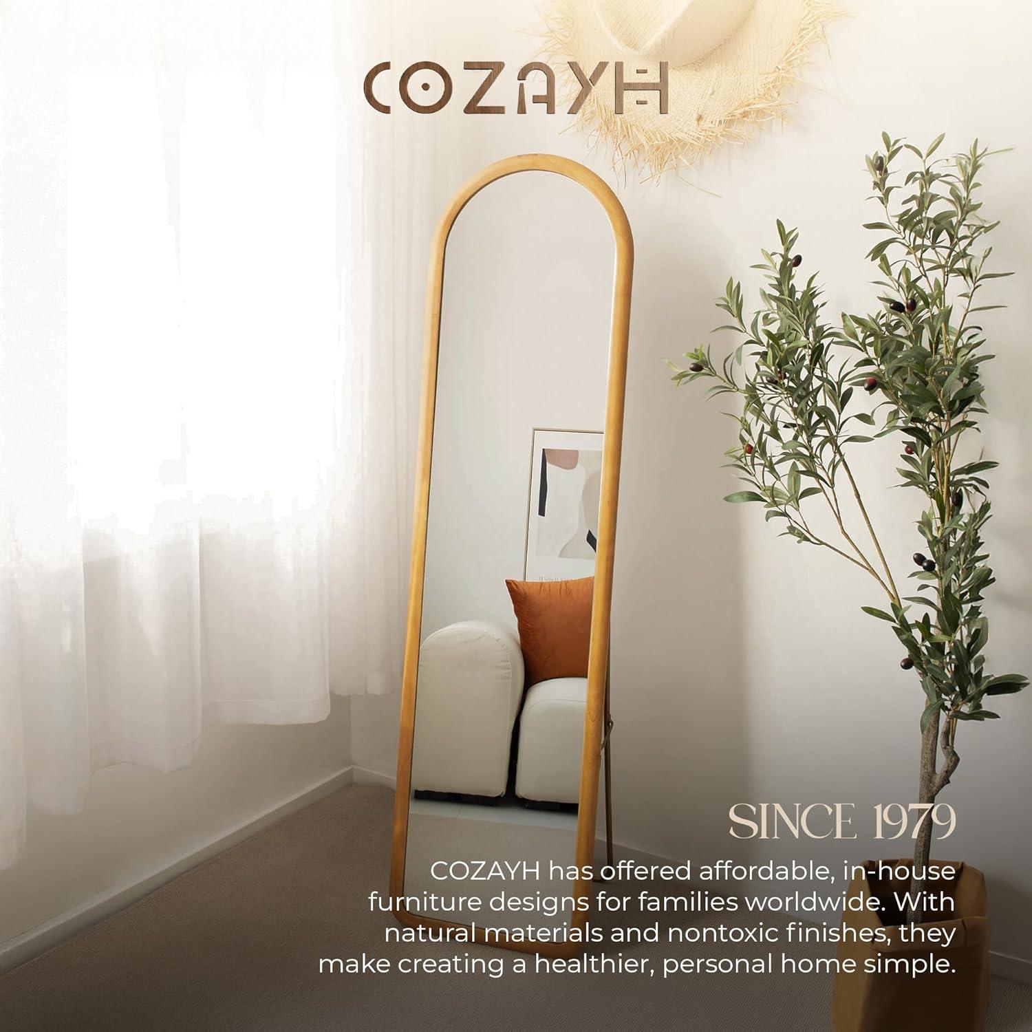 COZAYH Full Length Mirror with Stand, Dressing Wall-Mounted Mirror, Floor Mirror Solid Wood Frame, Large Body Mirror for Bedroom, Bathroom, Living Room
