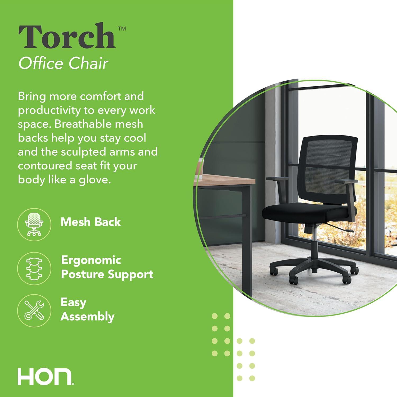 HON Mesh Mid-Back Task Chair Fabric Black Seat - Black Back - 5-star Base - 19.50" Seat Width x 18.25" Seat Depth - 26" Width x 26" Depth x 40.5" Height