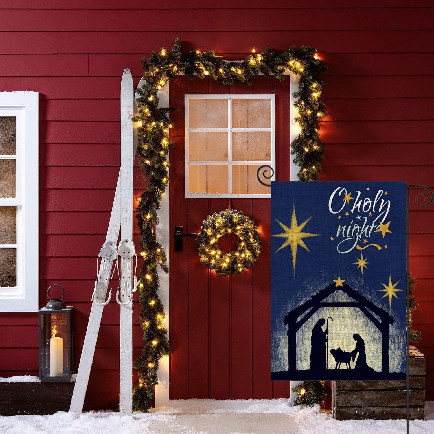 Christian Christmas Nativity Scene O Holy Night Garden Flags 12"x18" Double Sided Banner Decoration For Home Yard Lawn