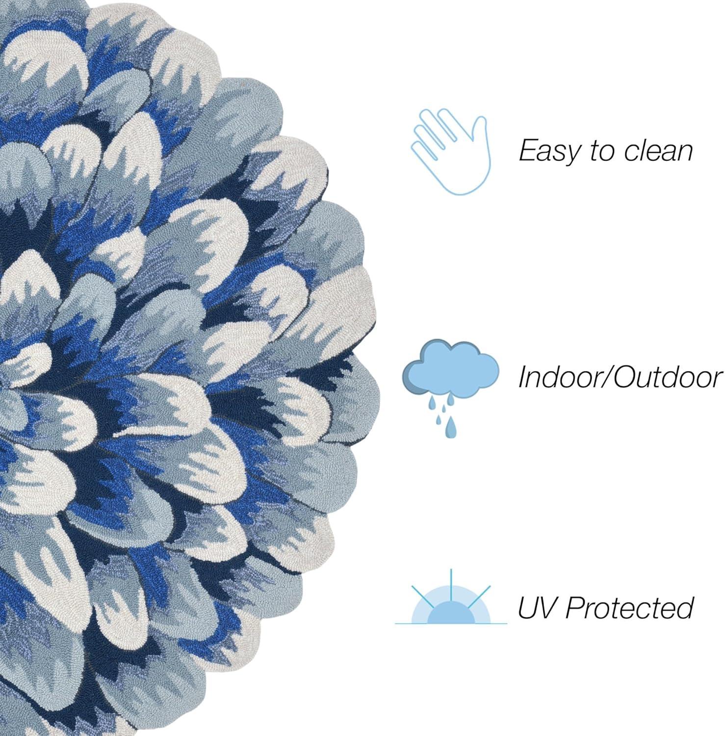 Liora Manne Frontporch Mum Indoor/Outdoor Rug Blue 2' x 3'