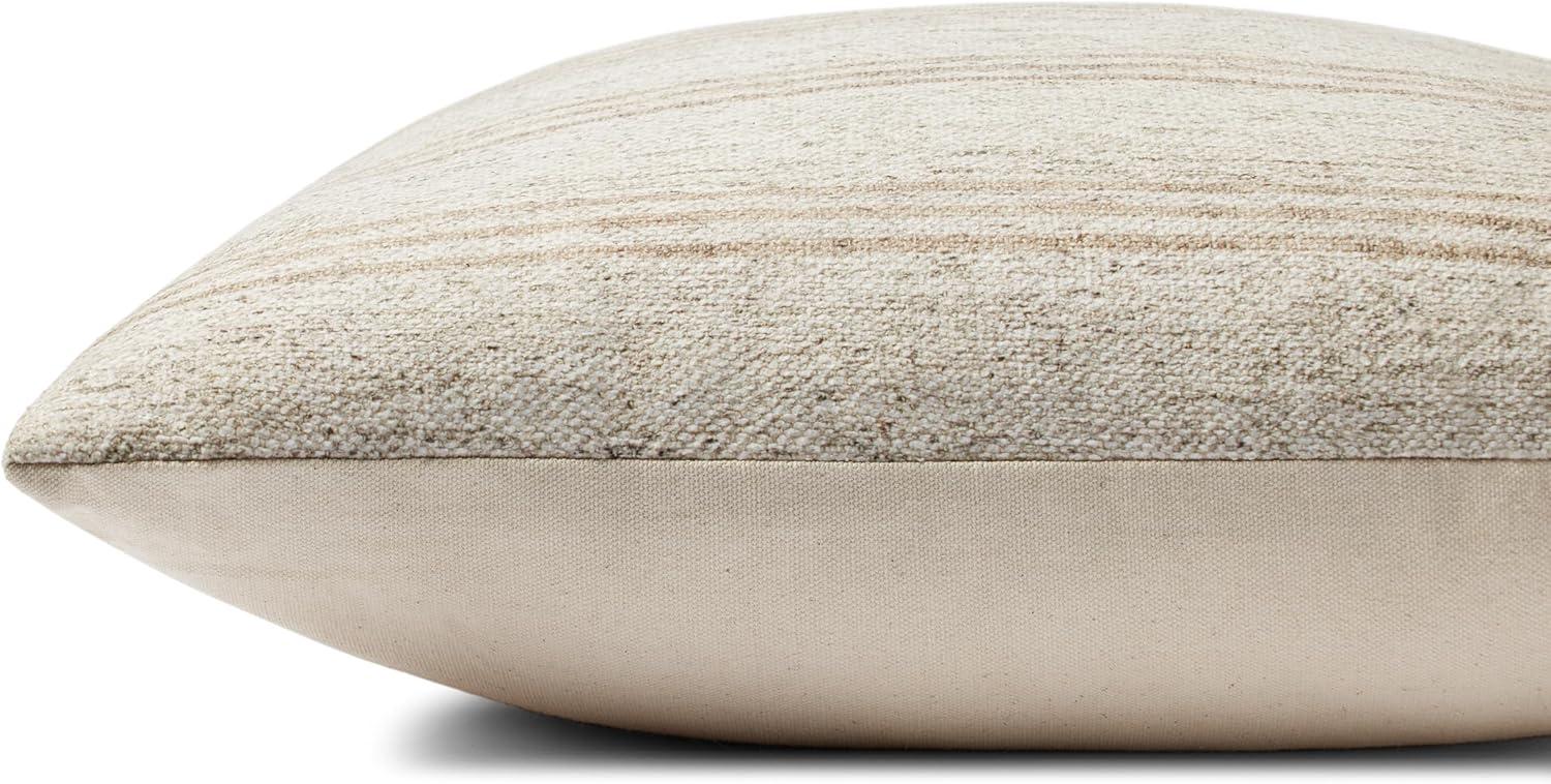 Ivory and Natural Striped 18" Round Pillow Cover