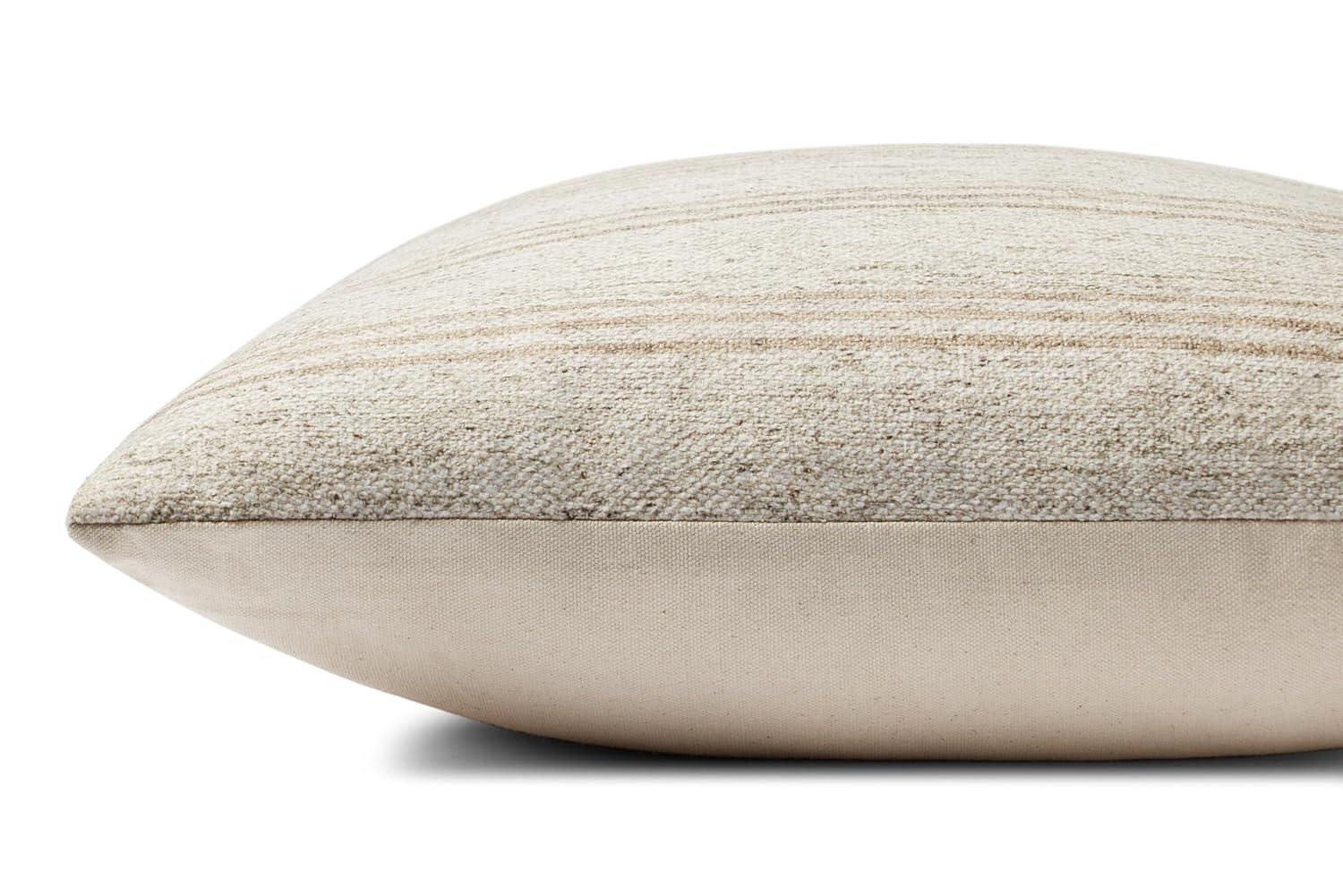Zephyr Pillow by Amber Lewis x Loloi - Ivory and Natural / 18" x 18" / Down