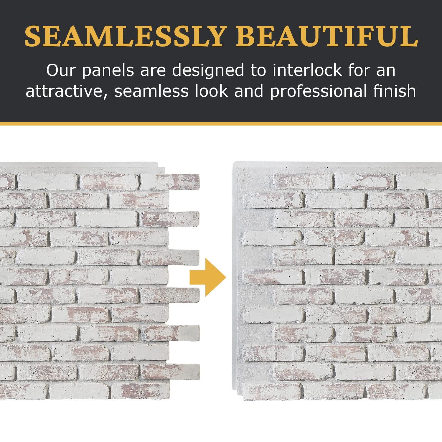 AZ Faux Brick 3D Textured Wall Panel Sample | Old Medford | 8"wide x 8"high Sample Size | Whitewash