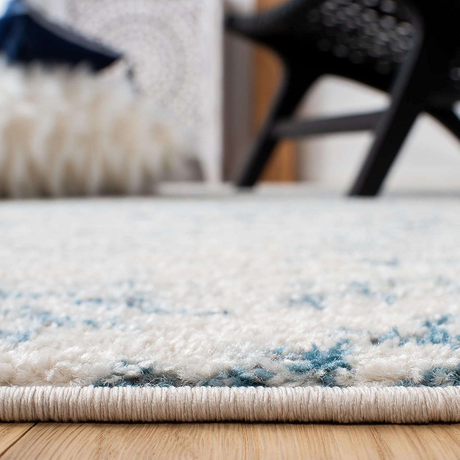 Tulum TUL272 Power Loomed Indoor Area Rug - Ivory/Turquoise - 5'3"x7'6" - Safavieh
