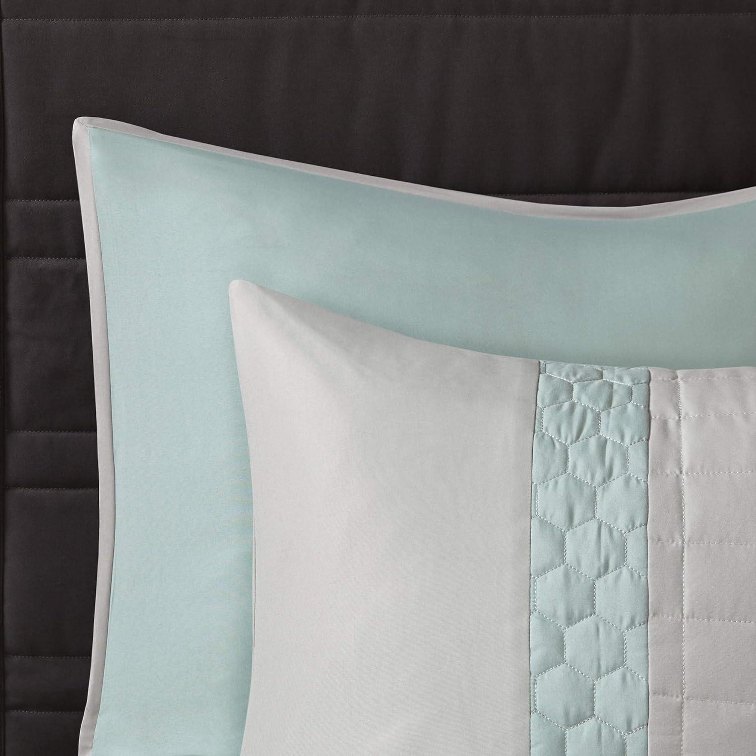 Seafoam and Gray Queen Microfiber 8-Piece Comforter Set