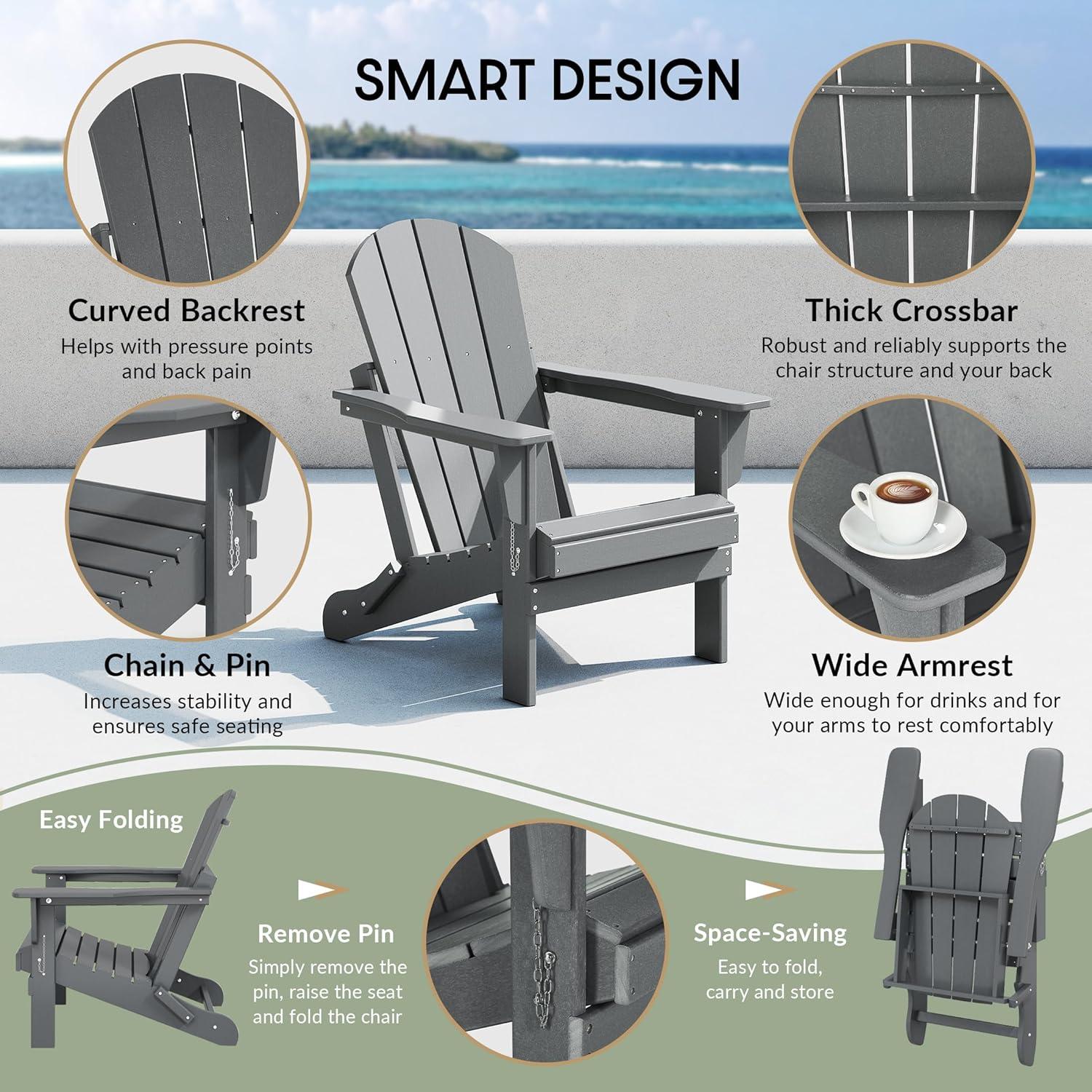 WestinTrends Malibu HDPE Outdoor Patio Folding Poly Adirondack Chair