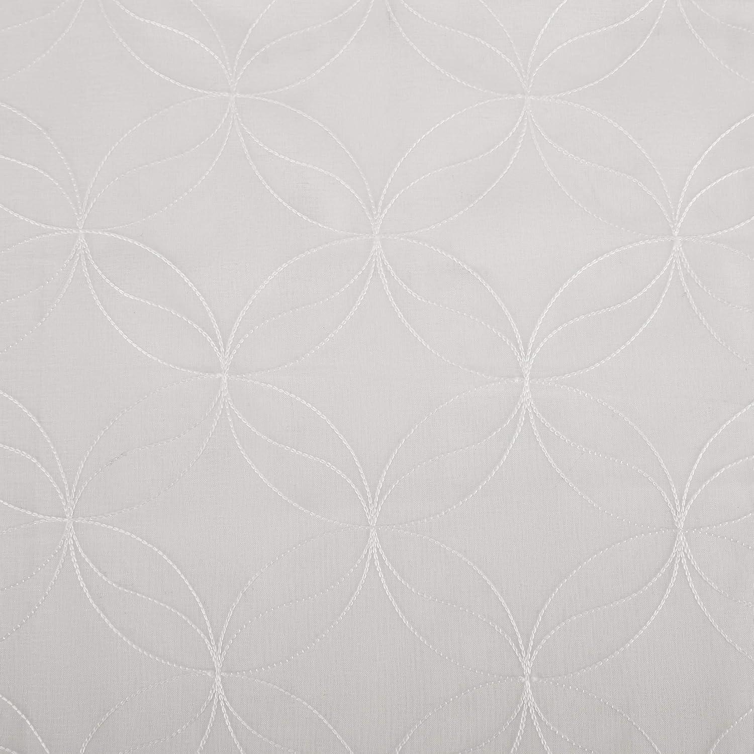 63"x50" Tamaryn Embroidered Trellis Sheer Rod Pocket Curtain Panel Ivory - No. 918: Modern Off-White Polyester Drapery