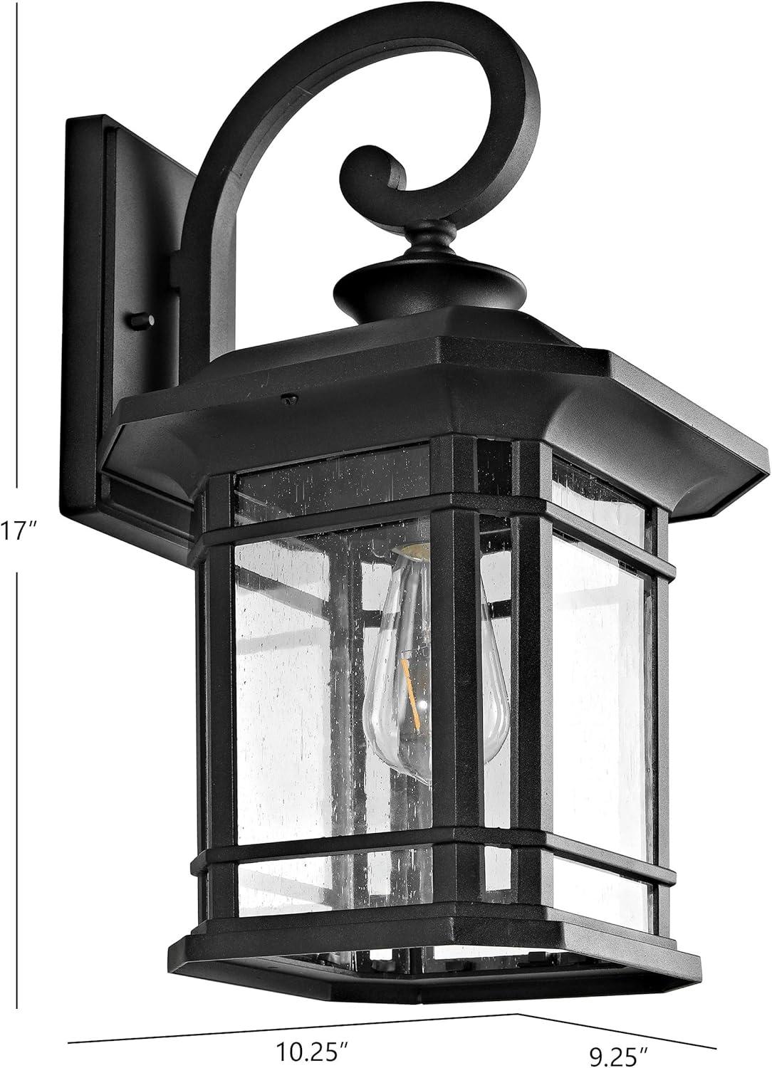 SAFAVIEH Cendra LED Black Aluminium Outdoor Wall Sconce with Clear Glass Shade