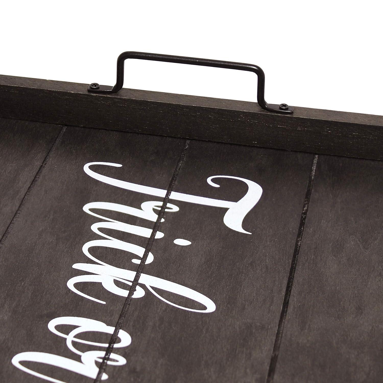 Elegant Designs 15.5" x 12" Decorative Wood Serving Tray, "Trick or Treat", Black Wash