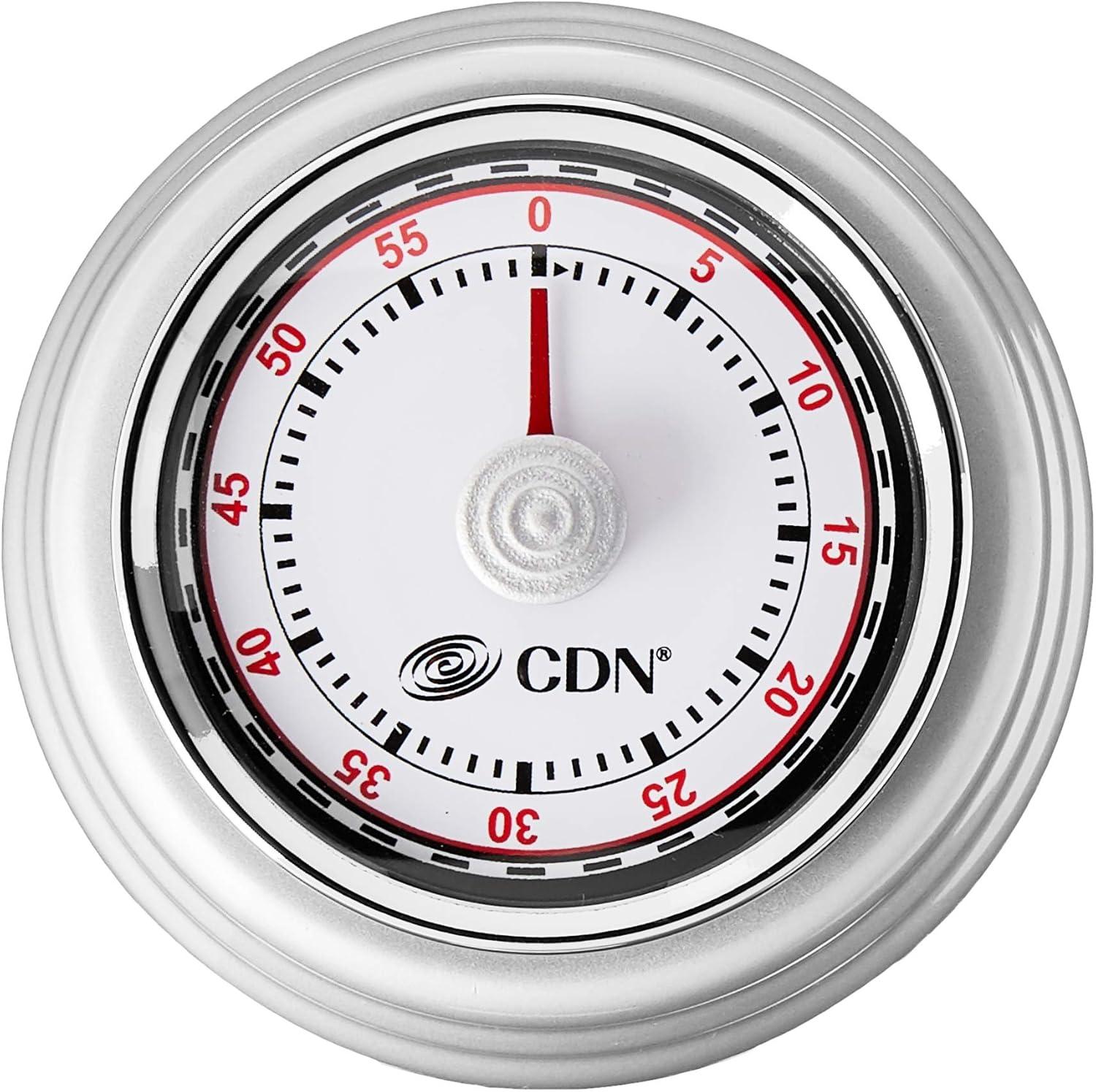 Compact Silver Mechanical Kitchen Timer with Anti-Slip Magnet