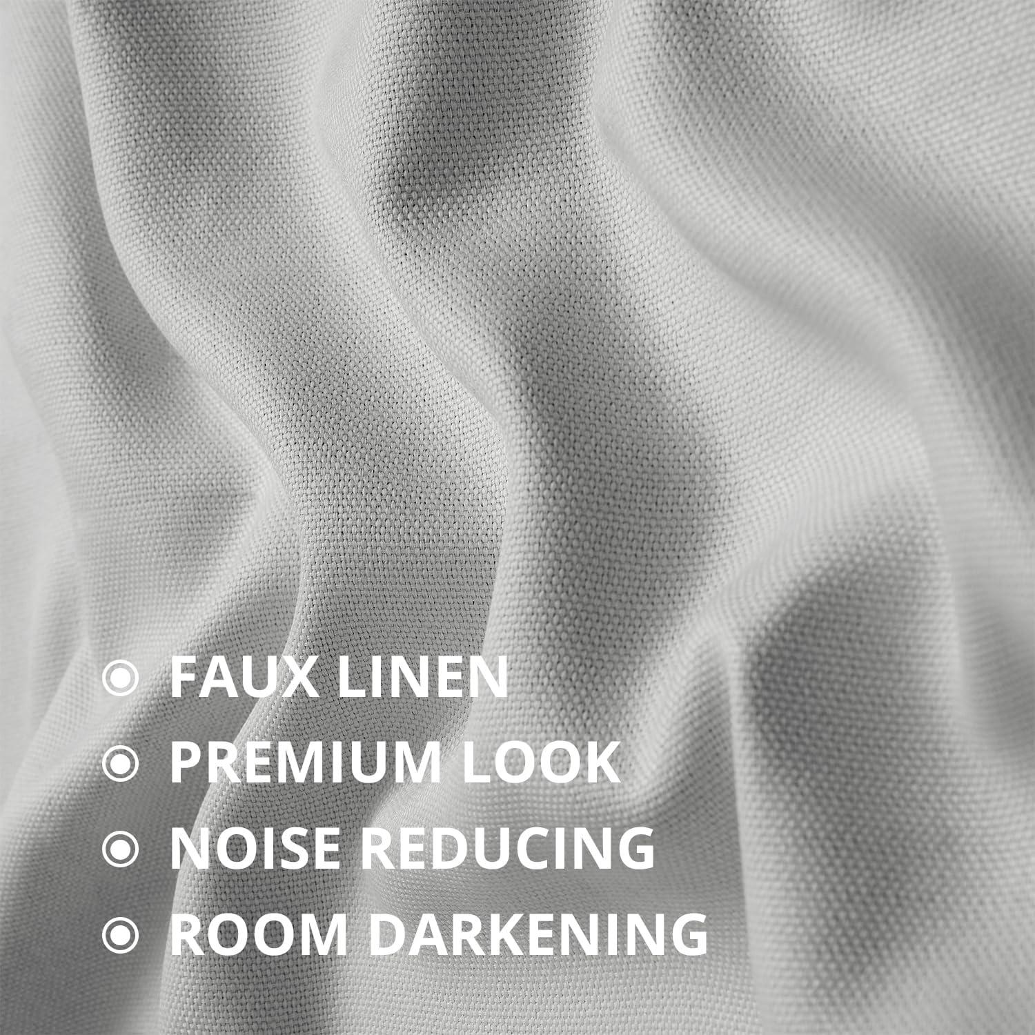 HPD Half Price Drapes - Faux Linen Curtains for Living Room (1 Panel) - 50W X 120L - Textured Room Darkening Curtains for Bedroom 120 Inches Long - Drapes for Home Decor, Oyster