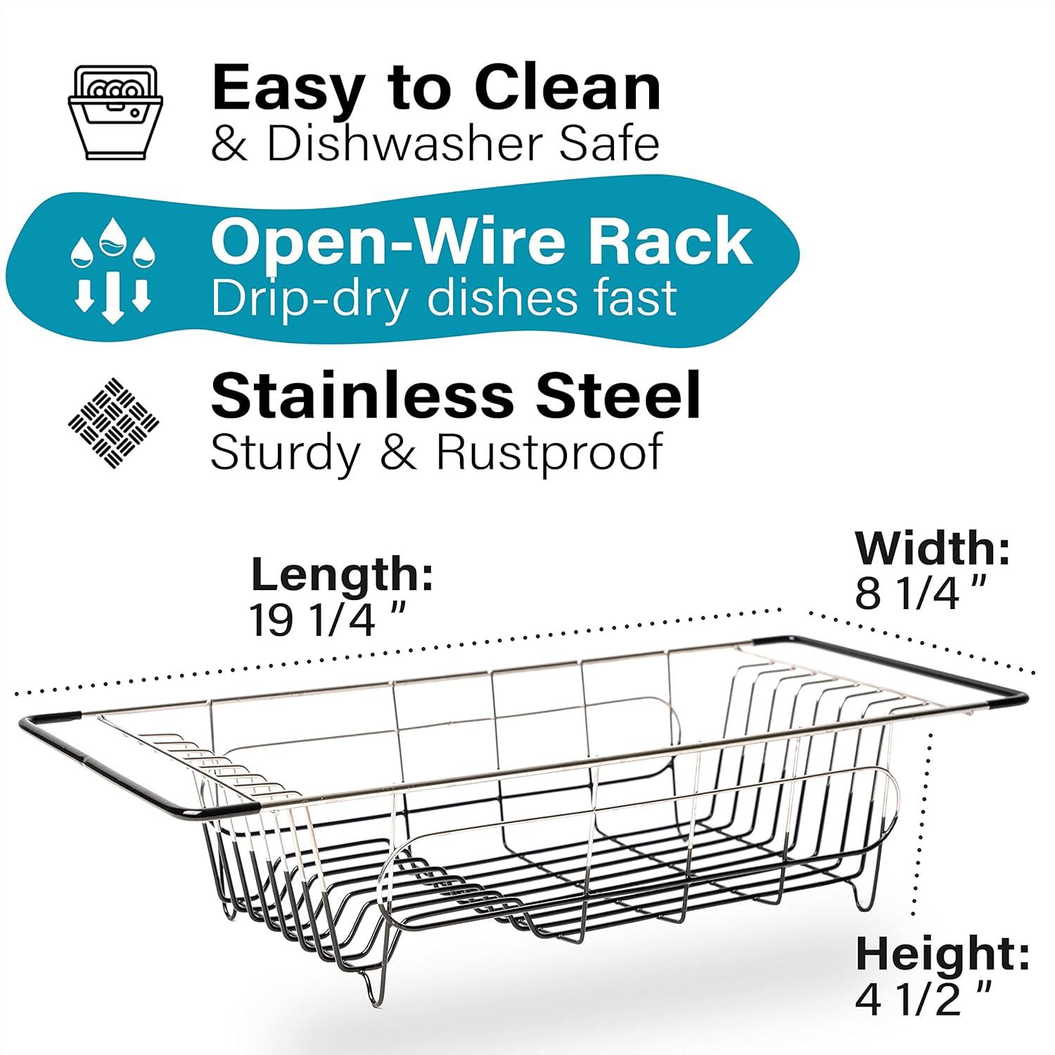 Better Houseware Stainless Steel Over-the-Sink Dish Drainer in Silver