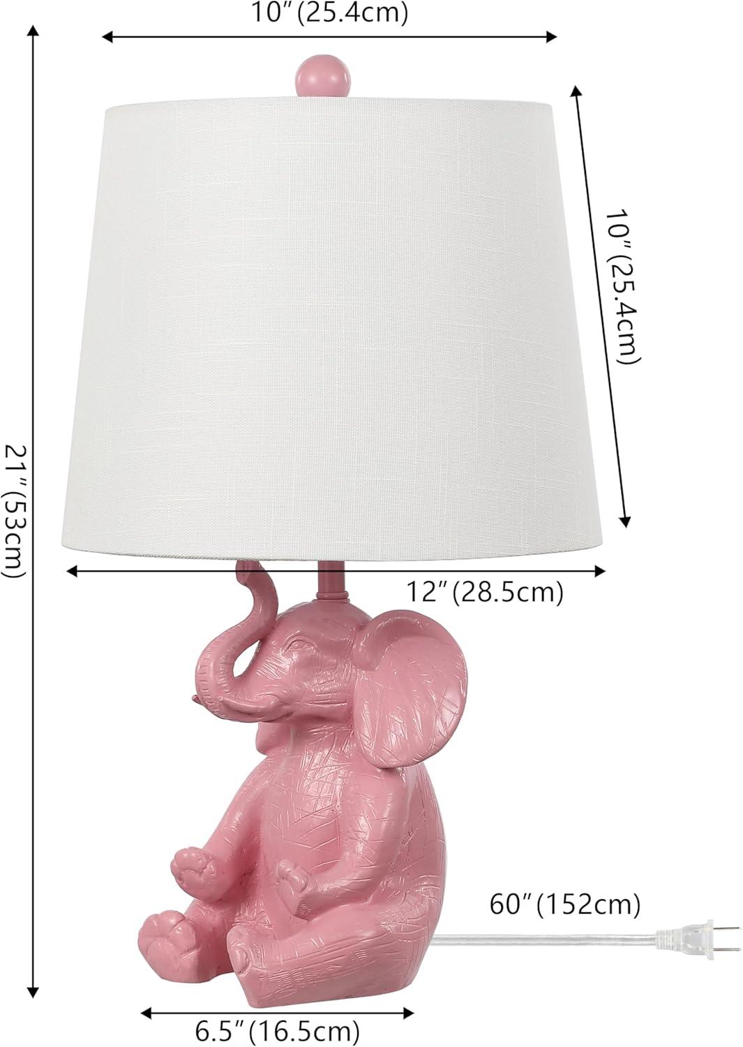 Kairi 21" Modern Shabby Chic Resin/Iron Happy Elephant LED Kids' Table Lamp with Phone Stand, Pink
