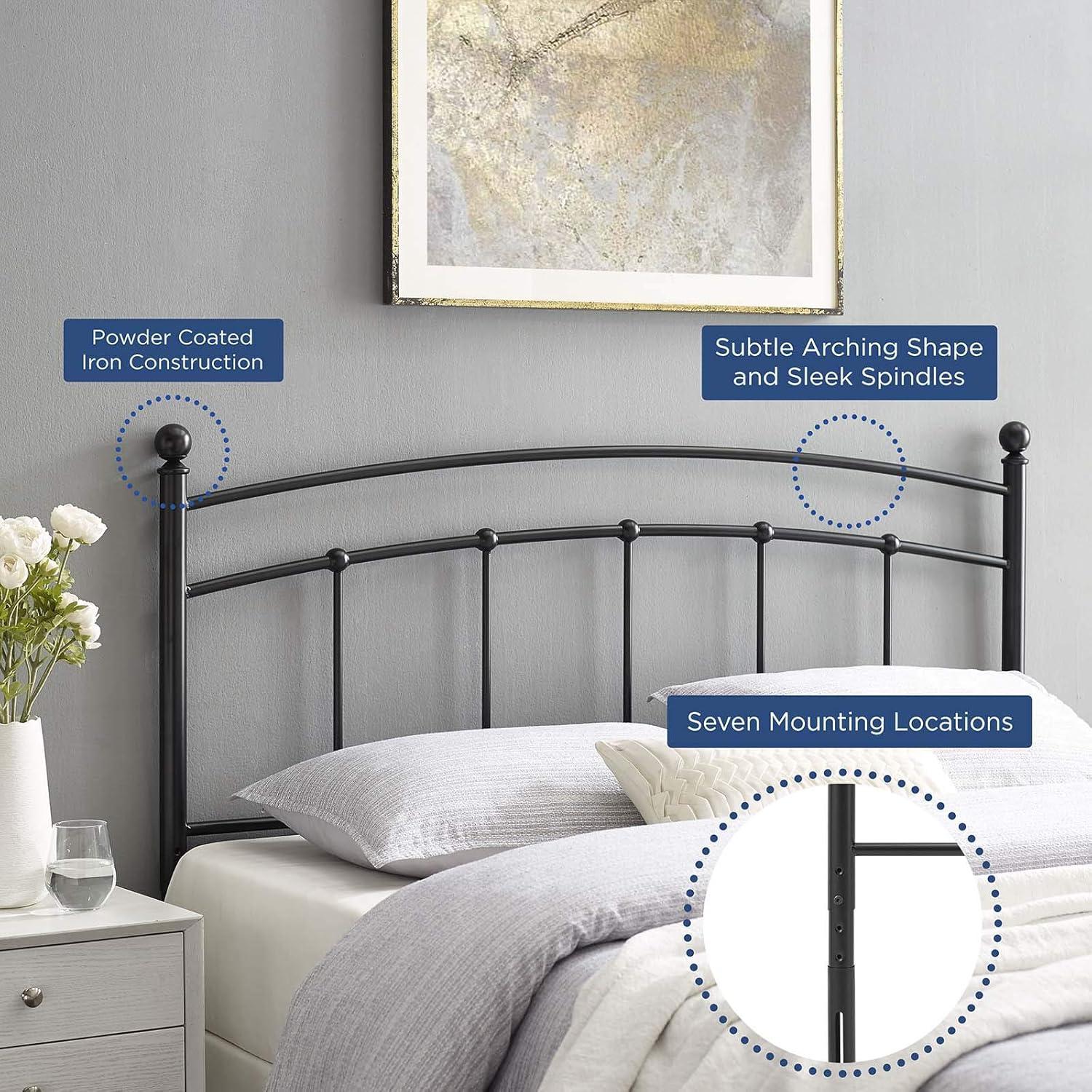 Abigail Black Full Metal Headboard with Adjustable Height