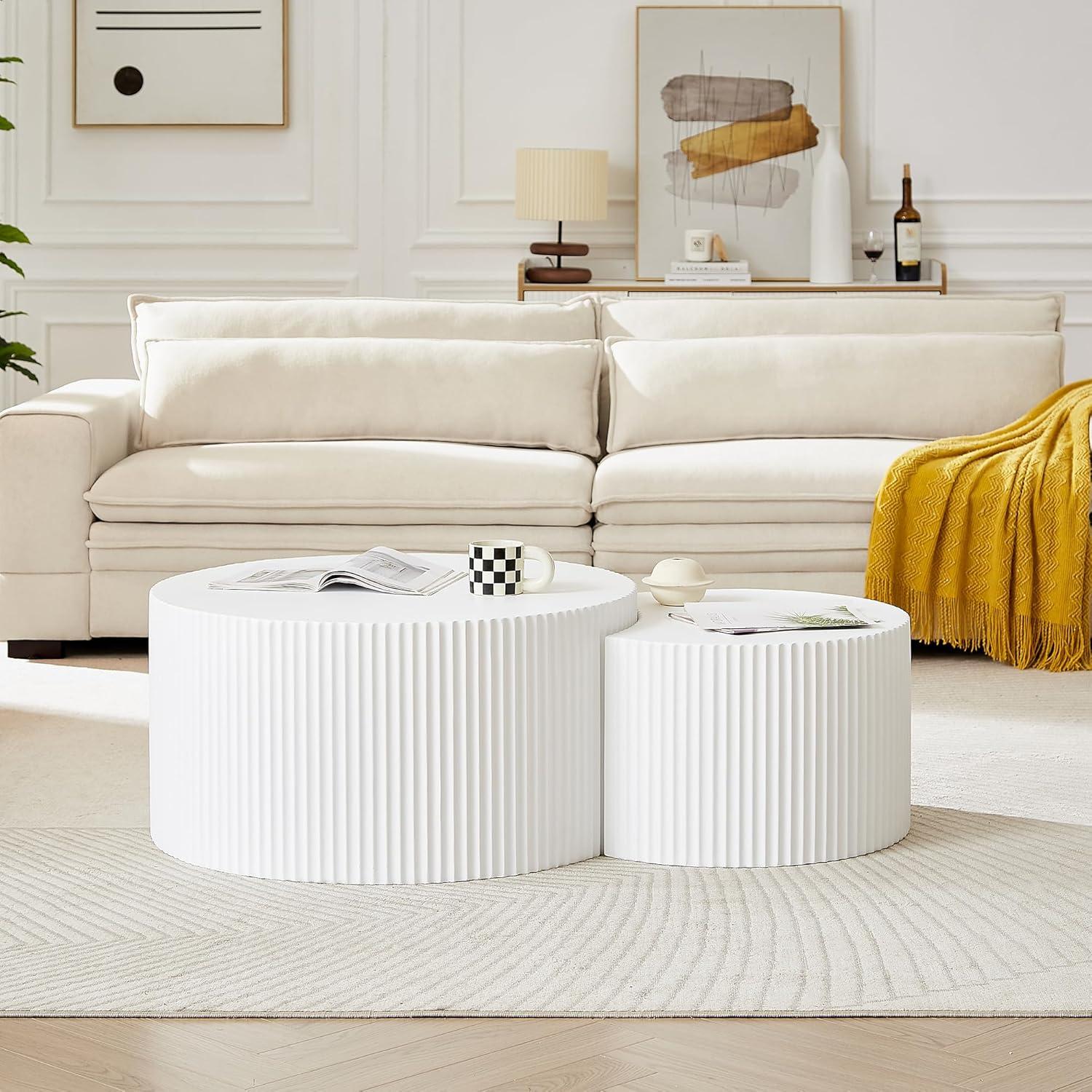 Hokku Designs Blayne 23.62" Round Nesting Coffee Table (2-Pieces)