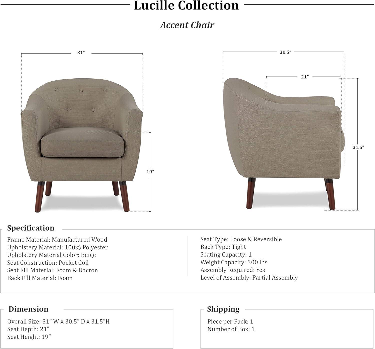 Lexicon Lucille Upholstered Accent Chair in Beige