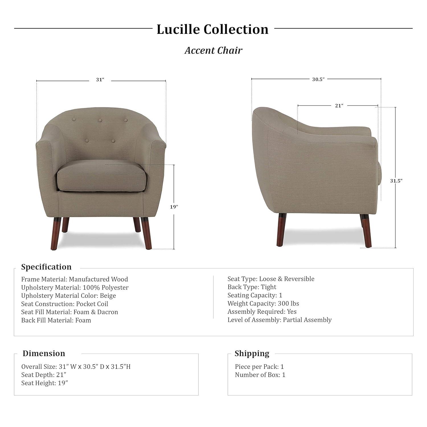 Lexicon Lucille Upholstered Accent Chair in Beige