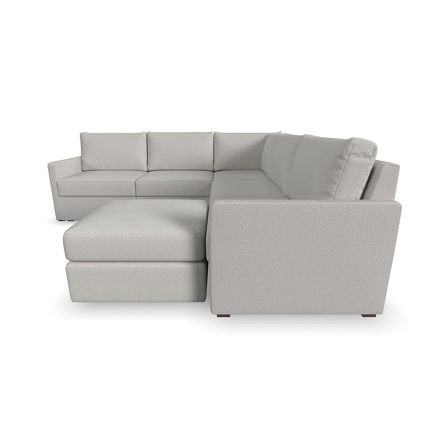 Flex 5 - Piece Upholstered Modular Sectional with Bumper Ottoman